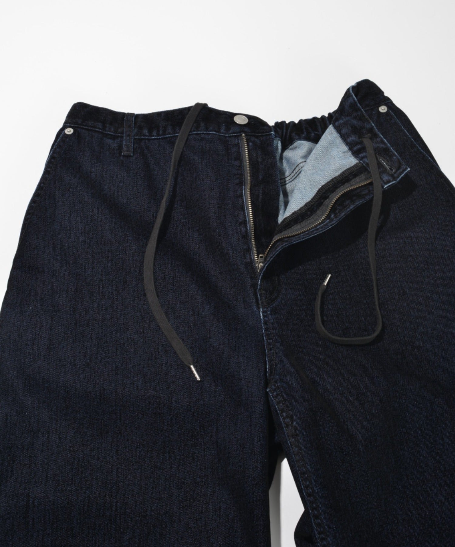 Black flocky denim barrel leg trousers - biowash black