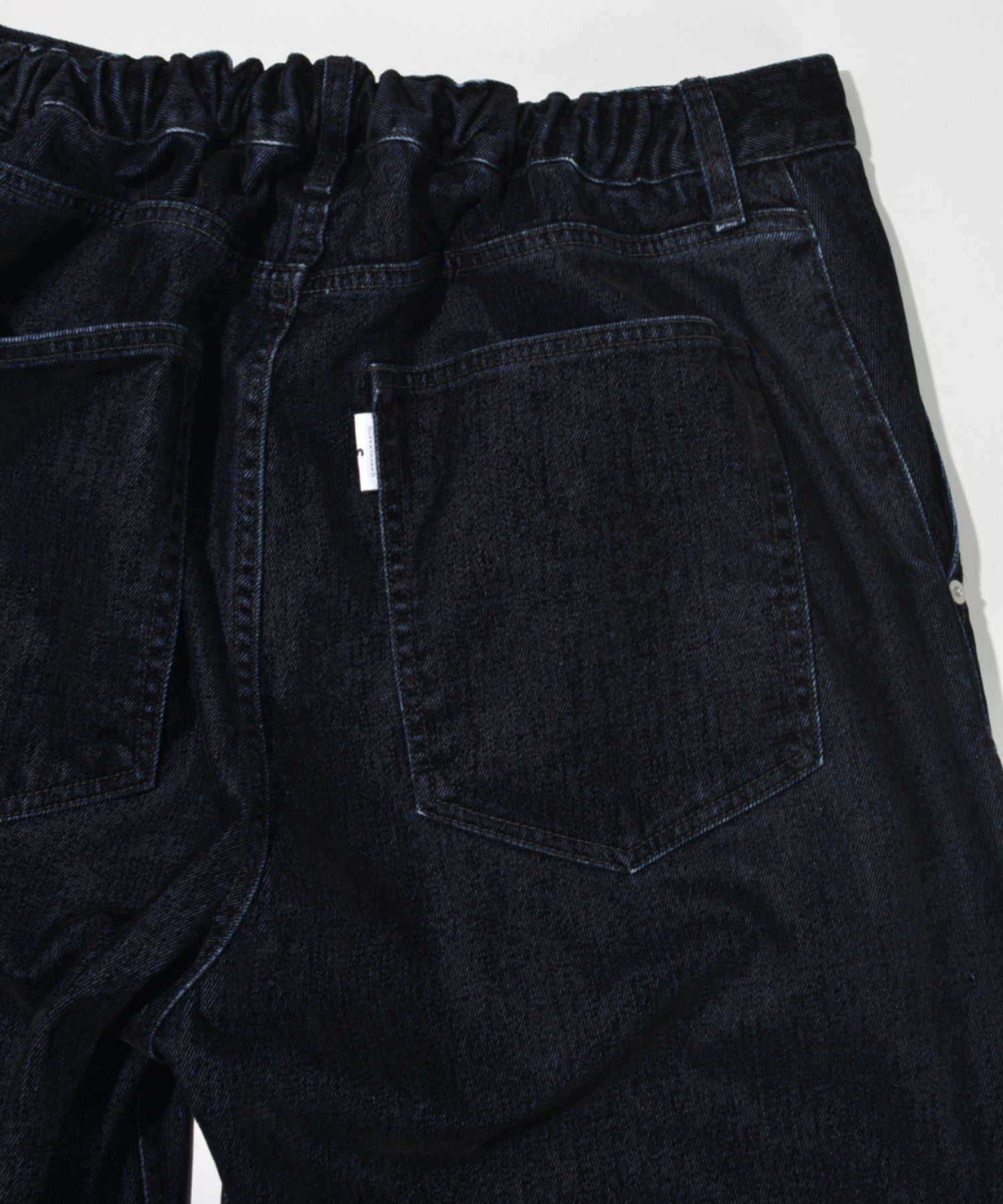 Black flocky denim barrel leg trousers - onewash black