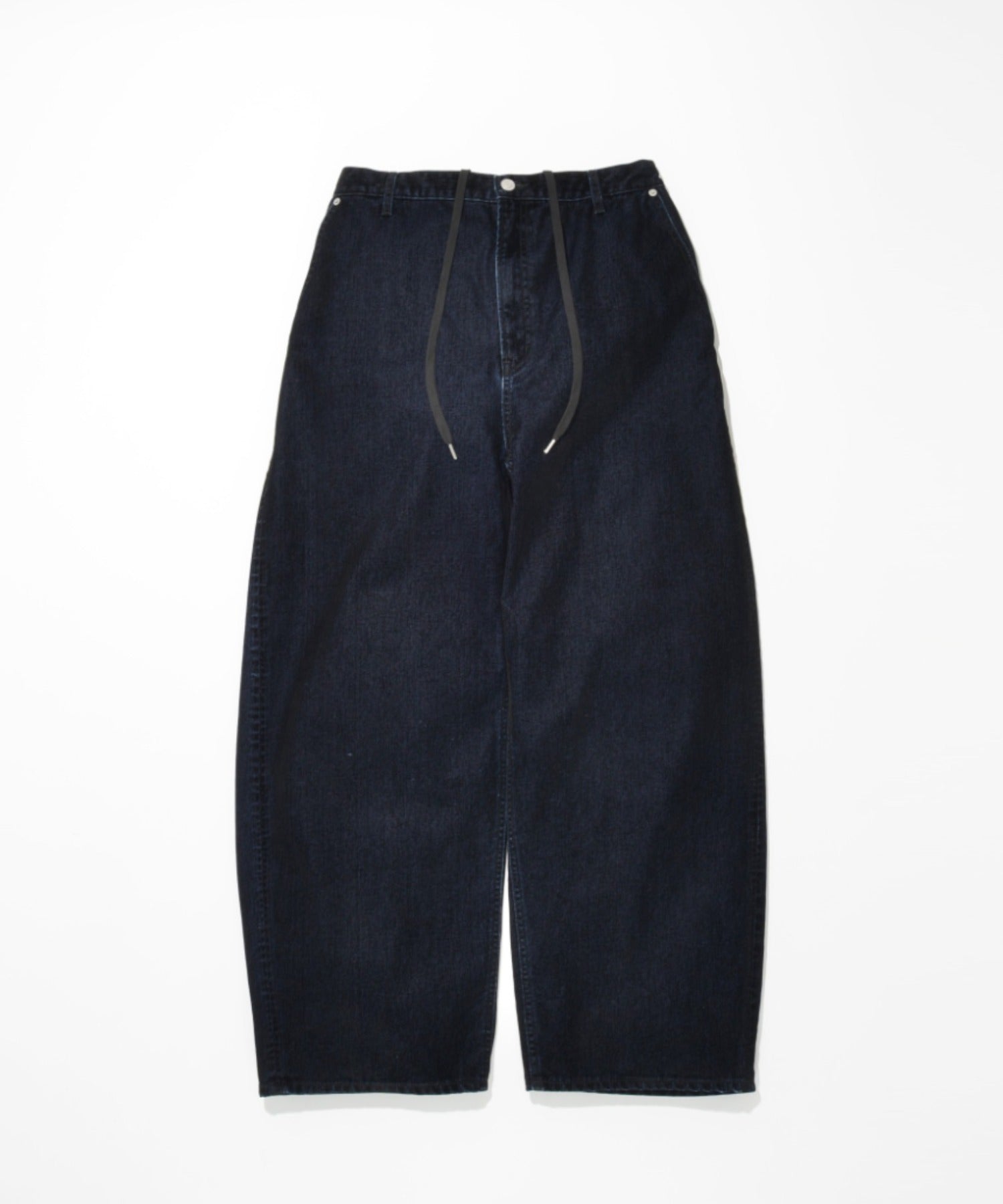 Black flocky denim barrel leg trousers - biowash black