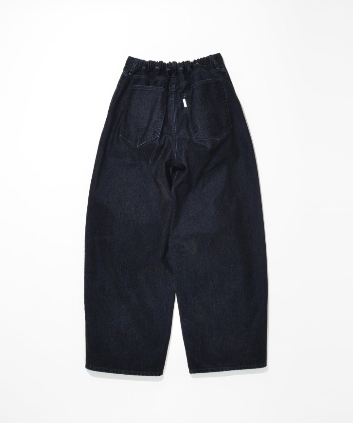 Black flocky denim barrel leg trousers - biowash black