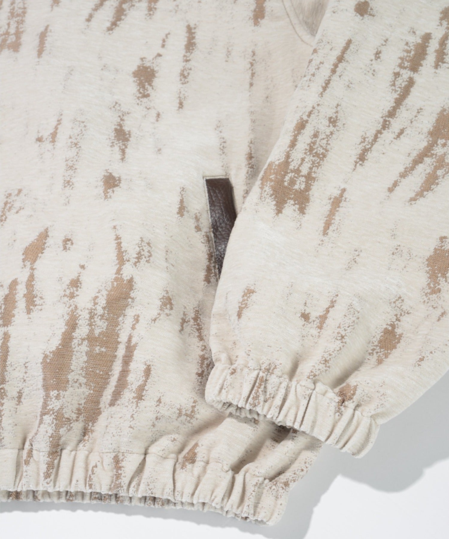 Damage jacquard stand-collar zip blouson - ivory / beige