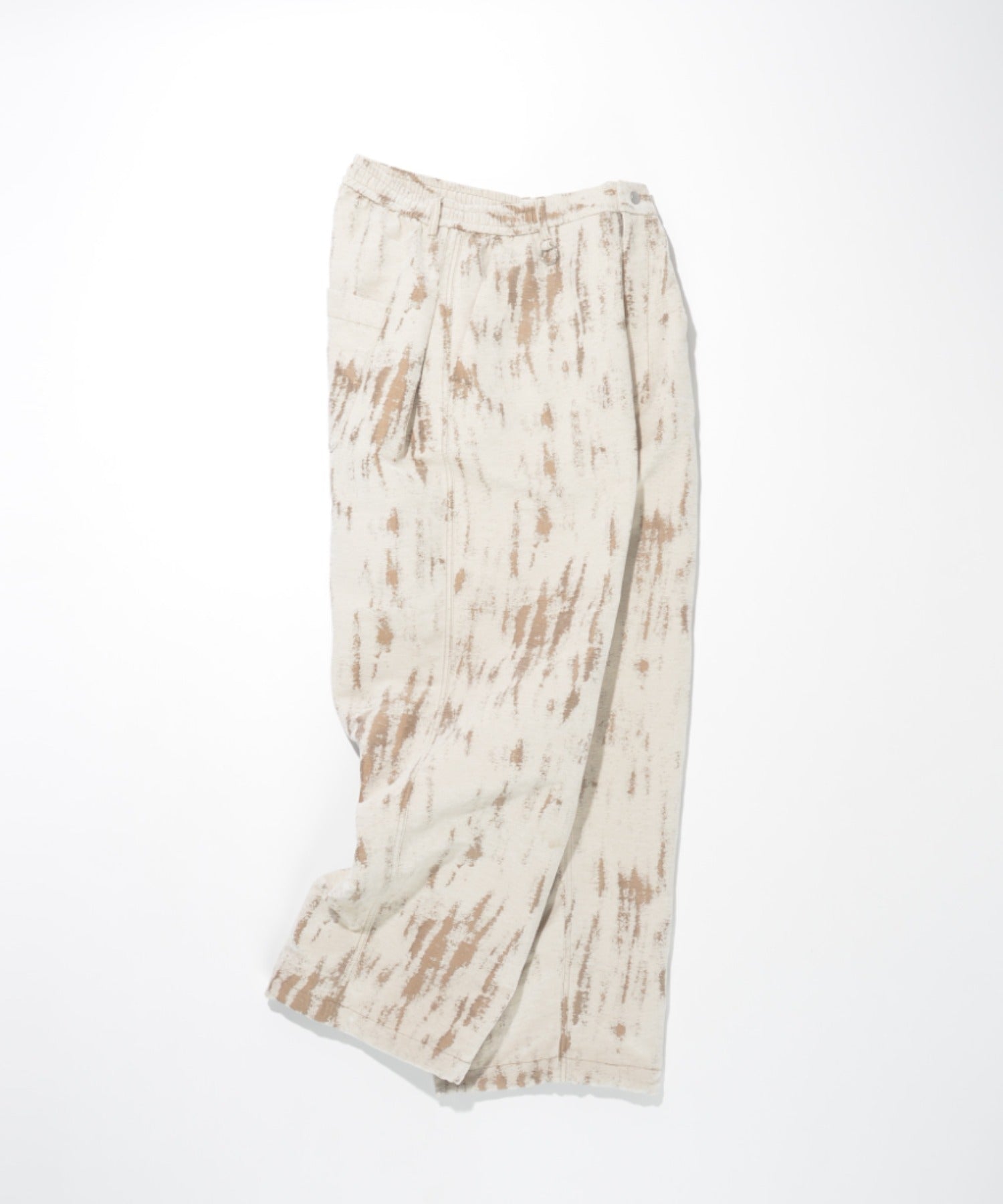 Damage jacquard side-tuck wide trousers - ivory / beige