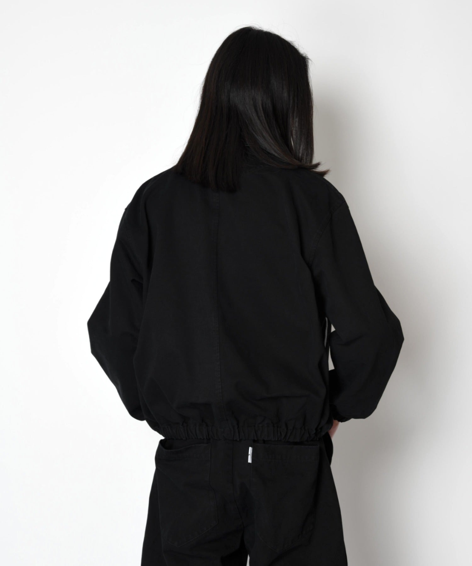 Pigment dyed stand-collar zip blouson-black