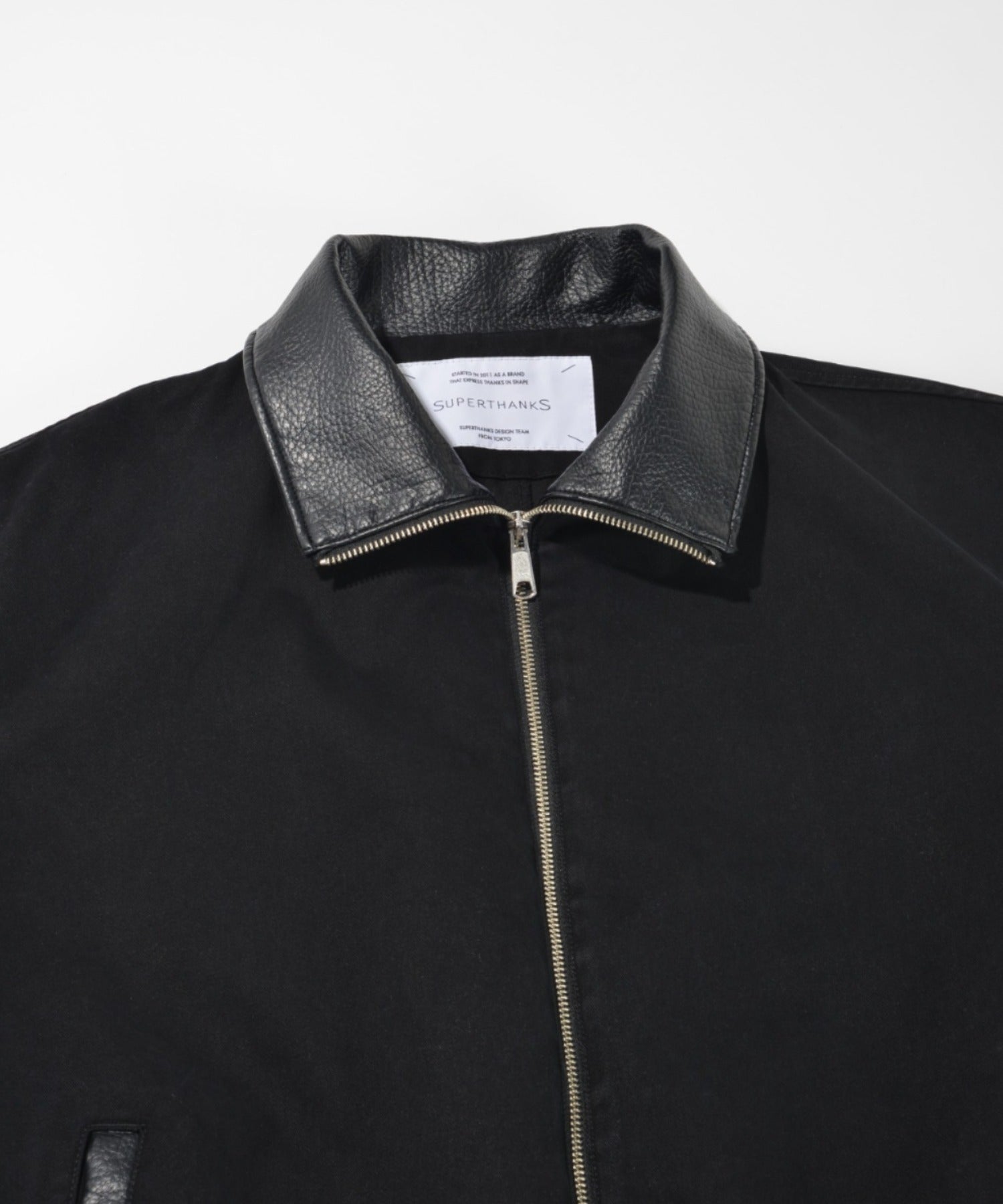 Pigment dyed stand-collar zip blouson-black