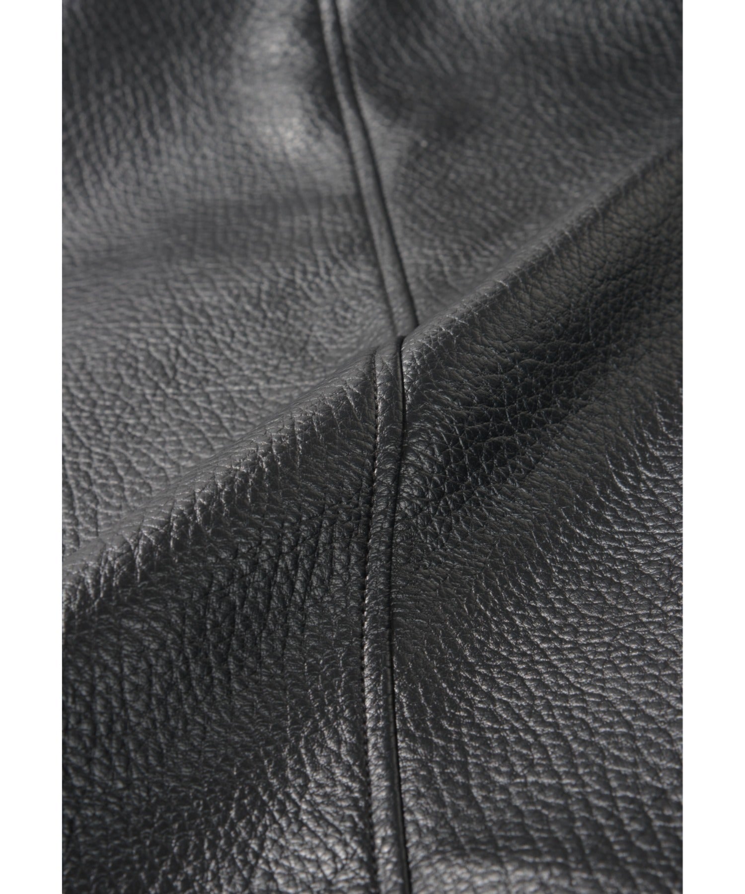Shrink faux leather stand-collar zip blouson - faux leather black