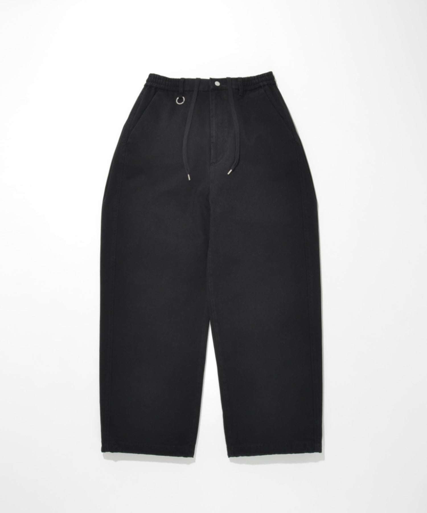 Pigment dyed side-tuck wide trousers - black