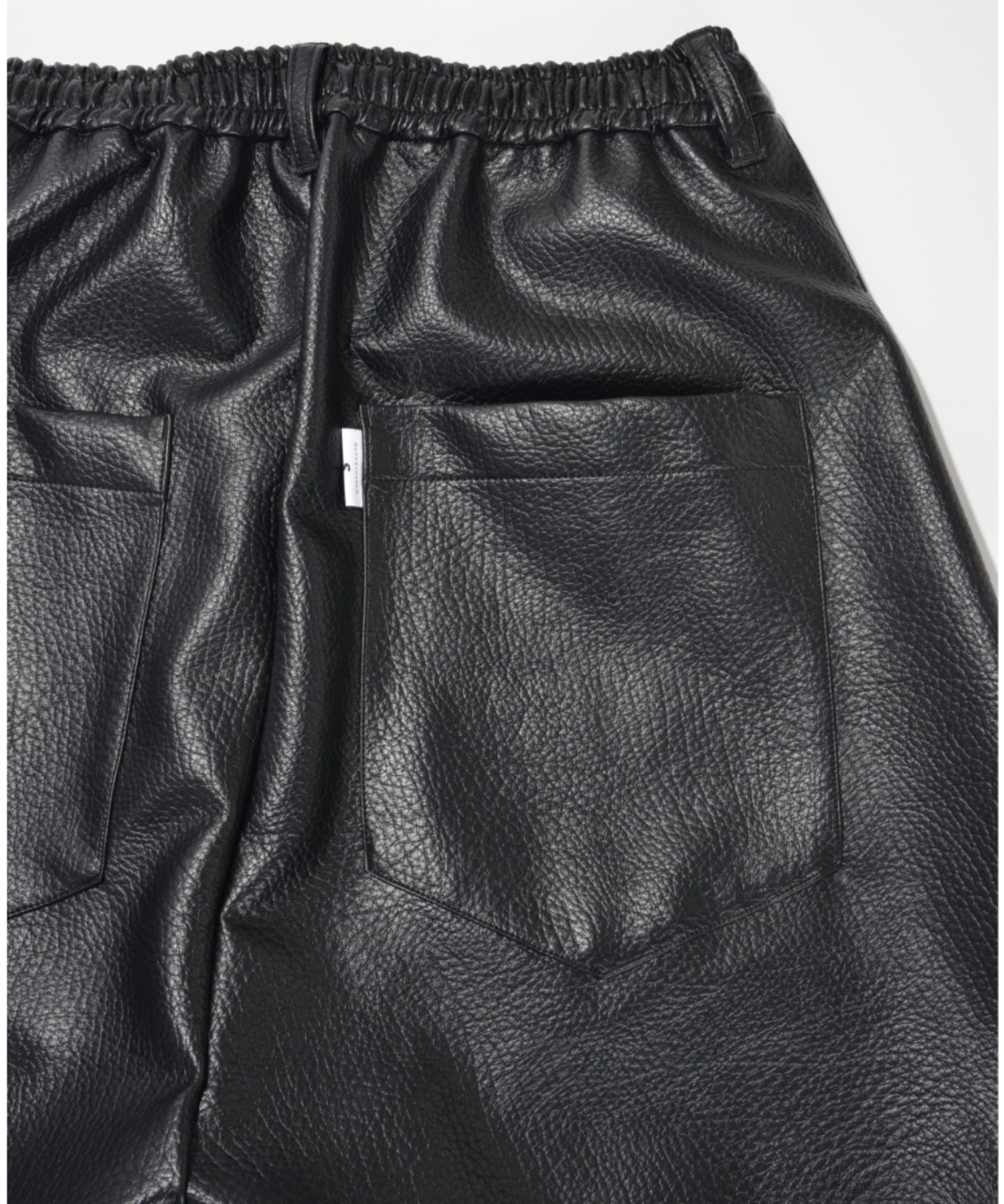 Shrink faux leather side-tuck wide trousers - faux leather black