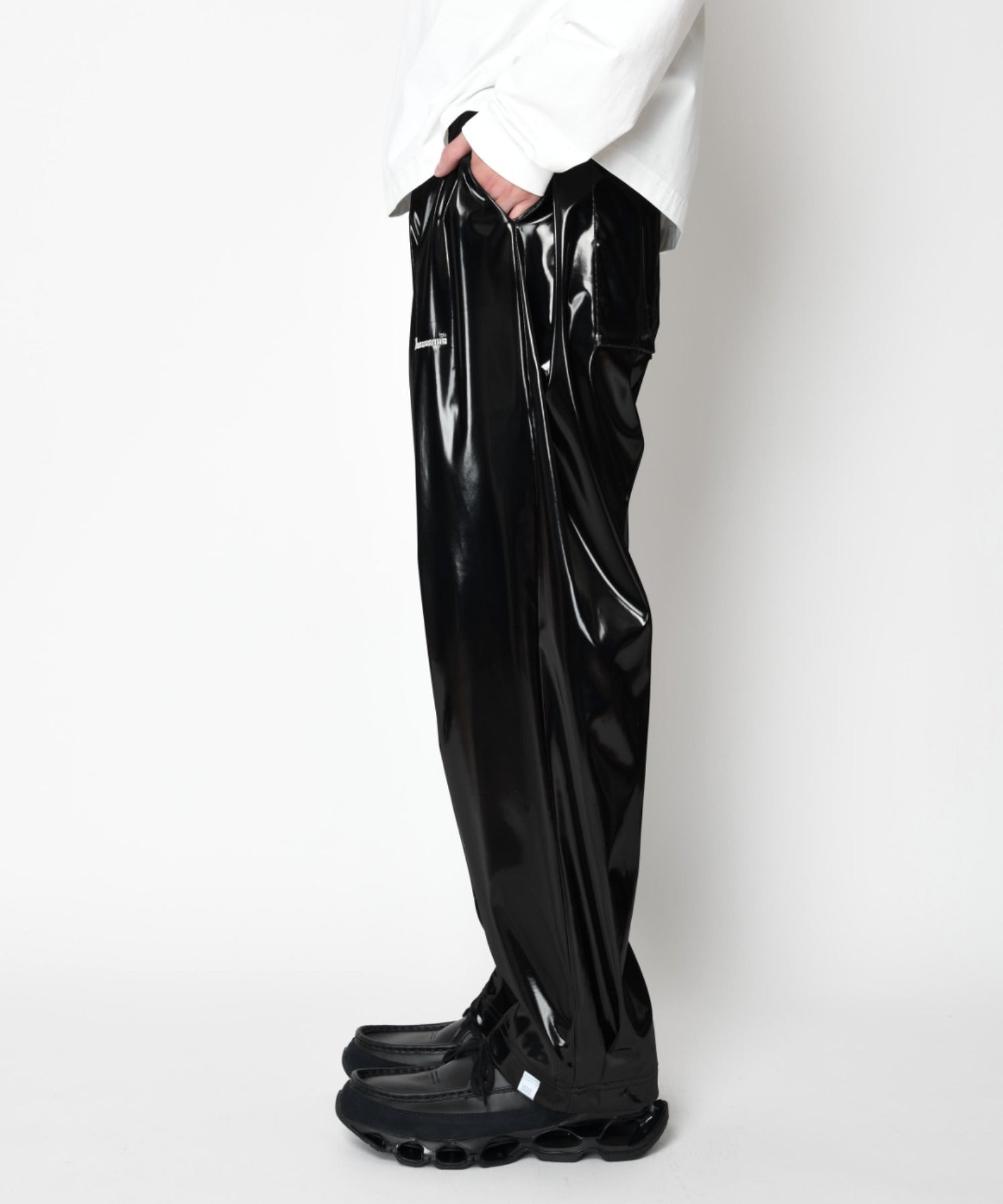 Side-tuck balloon pants - glitter black