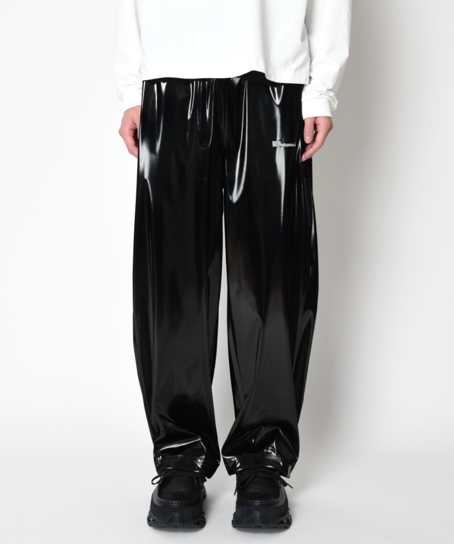 Side-tuck balloon pants - glitter black