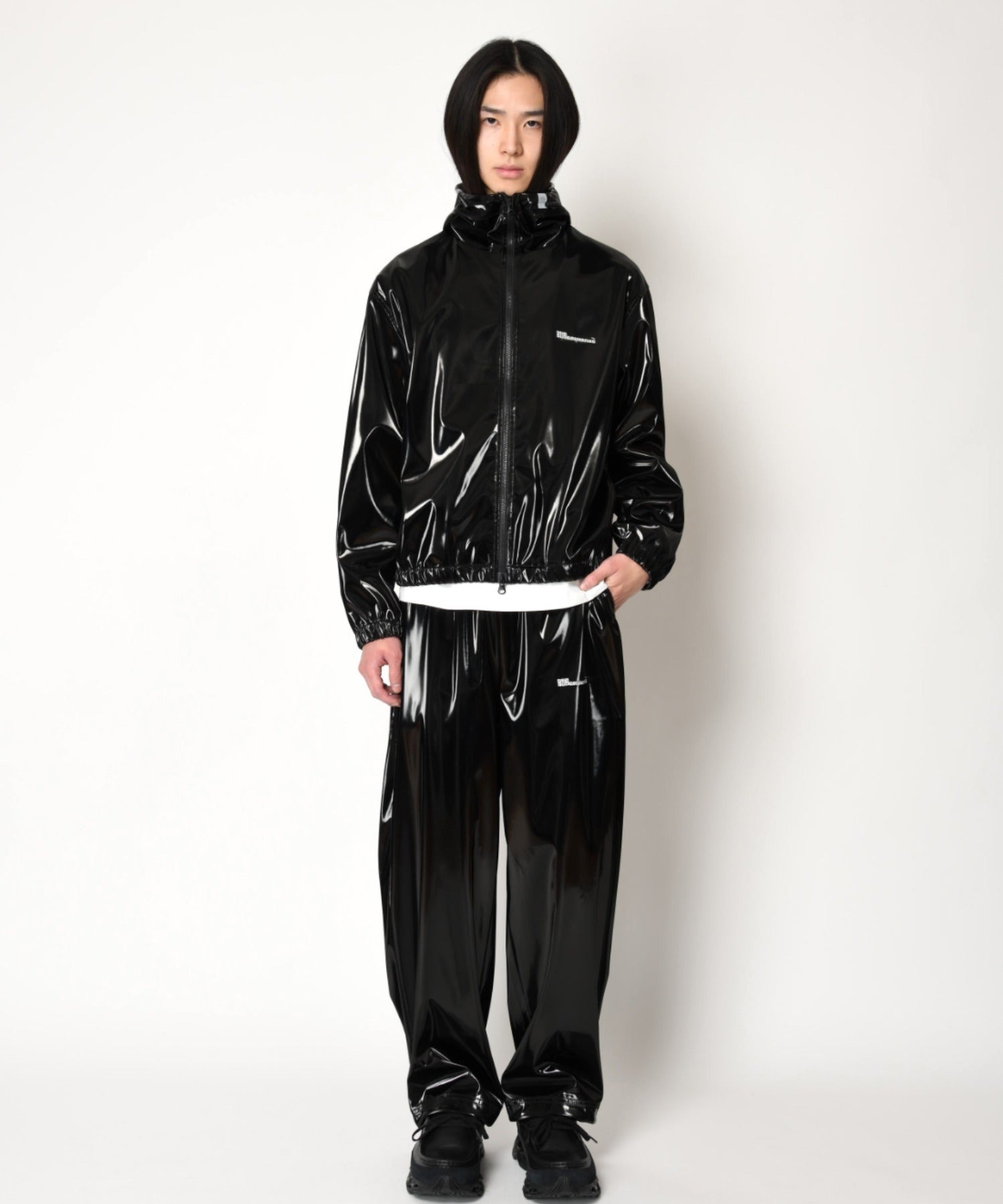 Side-tuck balloon pants - glitter black