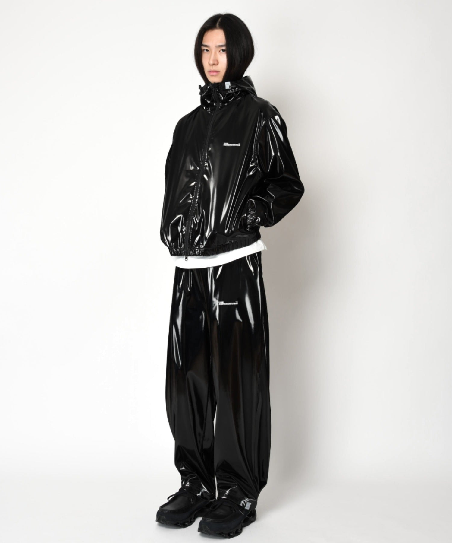 Side-tuck balloon pants - glitter black