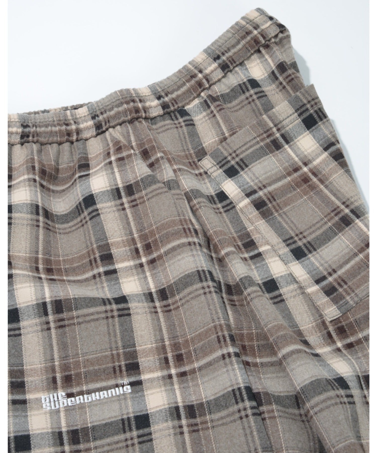 Side-tuck balloon pants - beige check