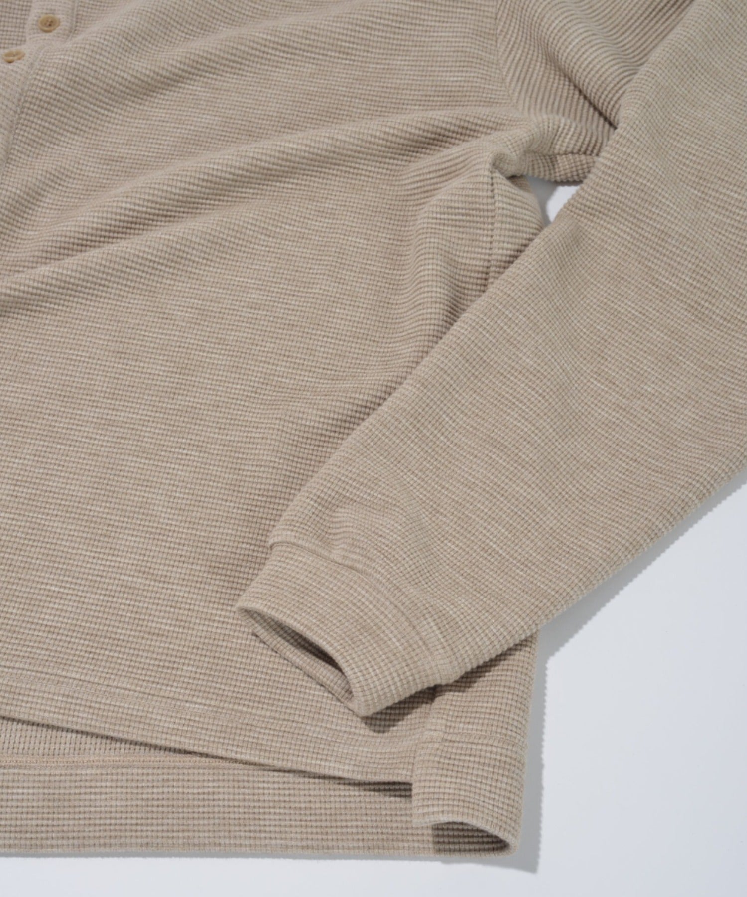 Waffle henley neck L/S T-shirt - pink