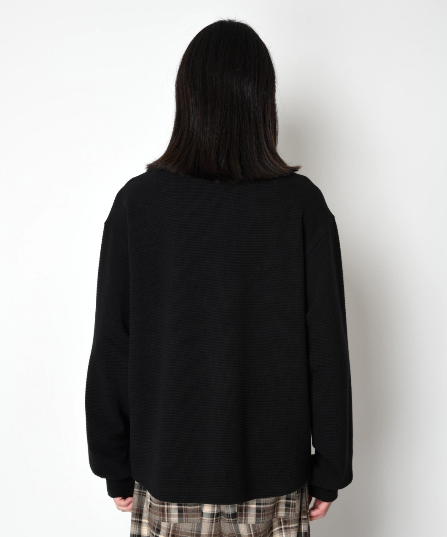 Waffle crew neck L/S T-shirt - gray