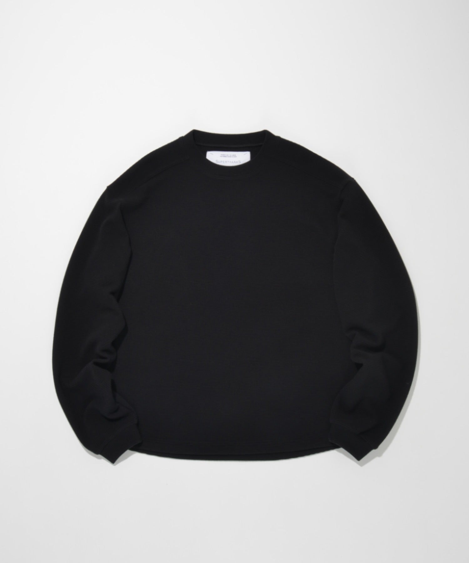 Waffle crew neck L/S T-shirt (back print) - black