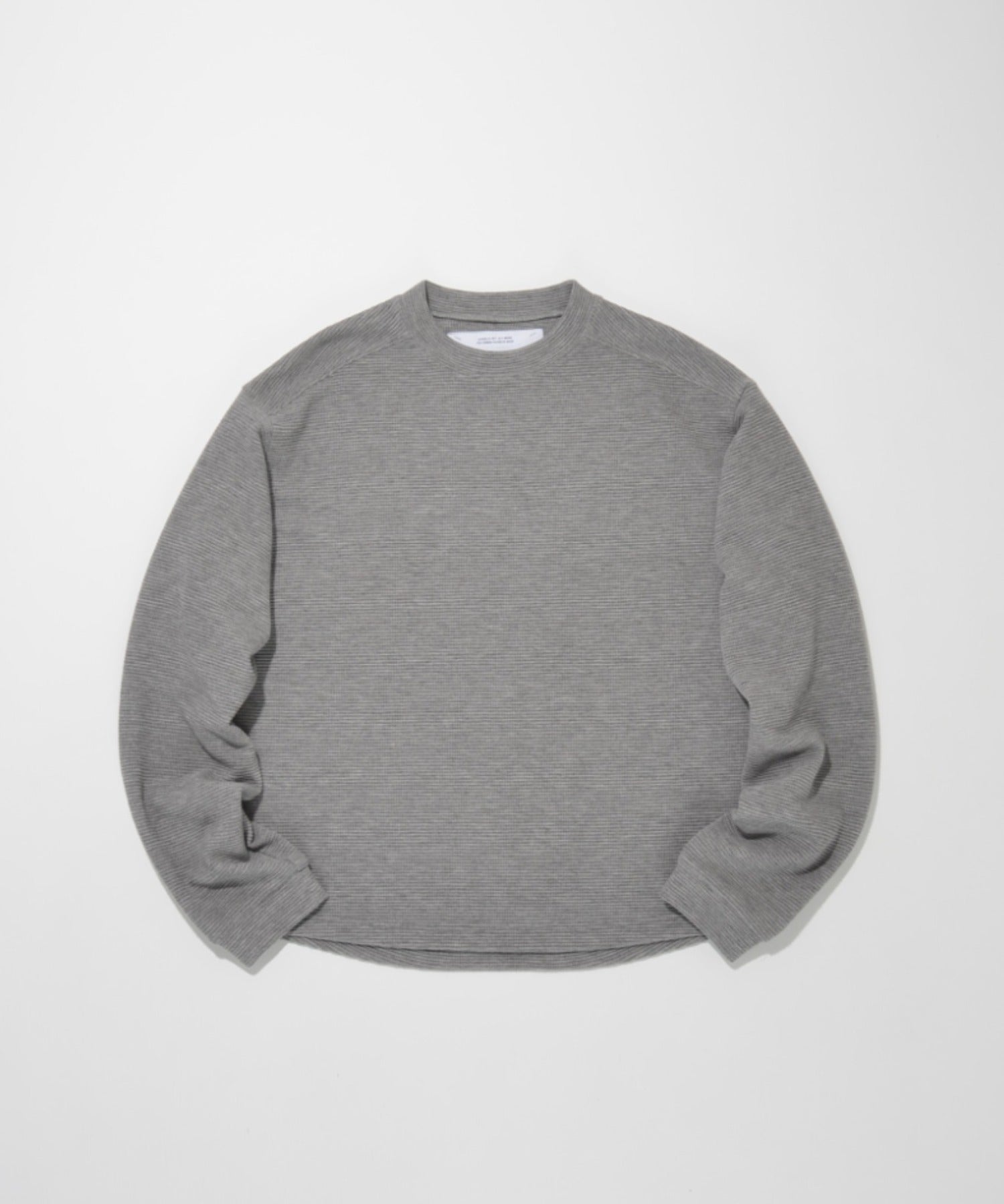 Waffle crew neck L/S T-shirt (back print) - gray