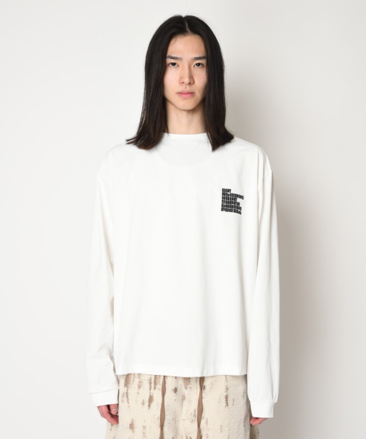 [pop logo] Functional L/S T-shirt - white