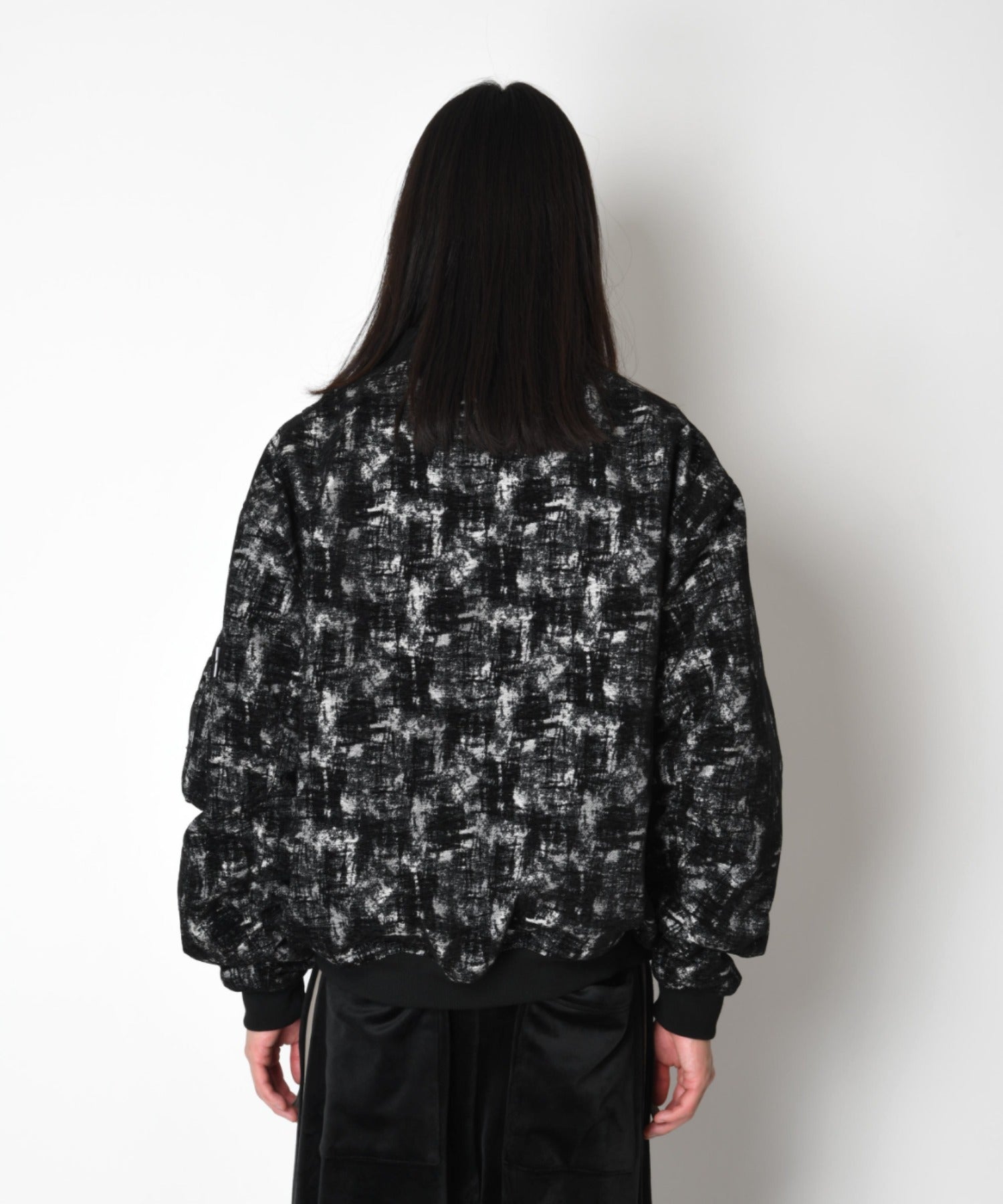 Mix jacquard Reversible Flight jacket - white-black