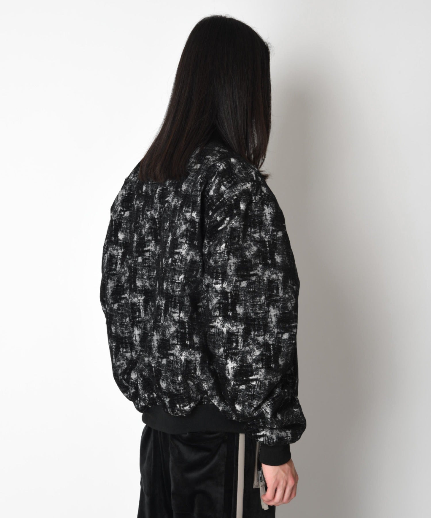 Mix jacquard Reversible Flight jacket - white-black