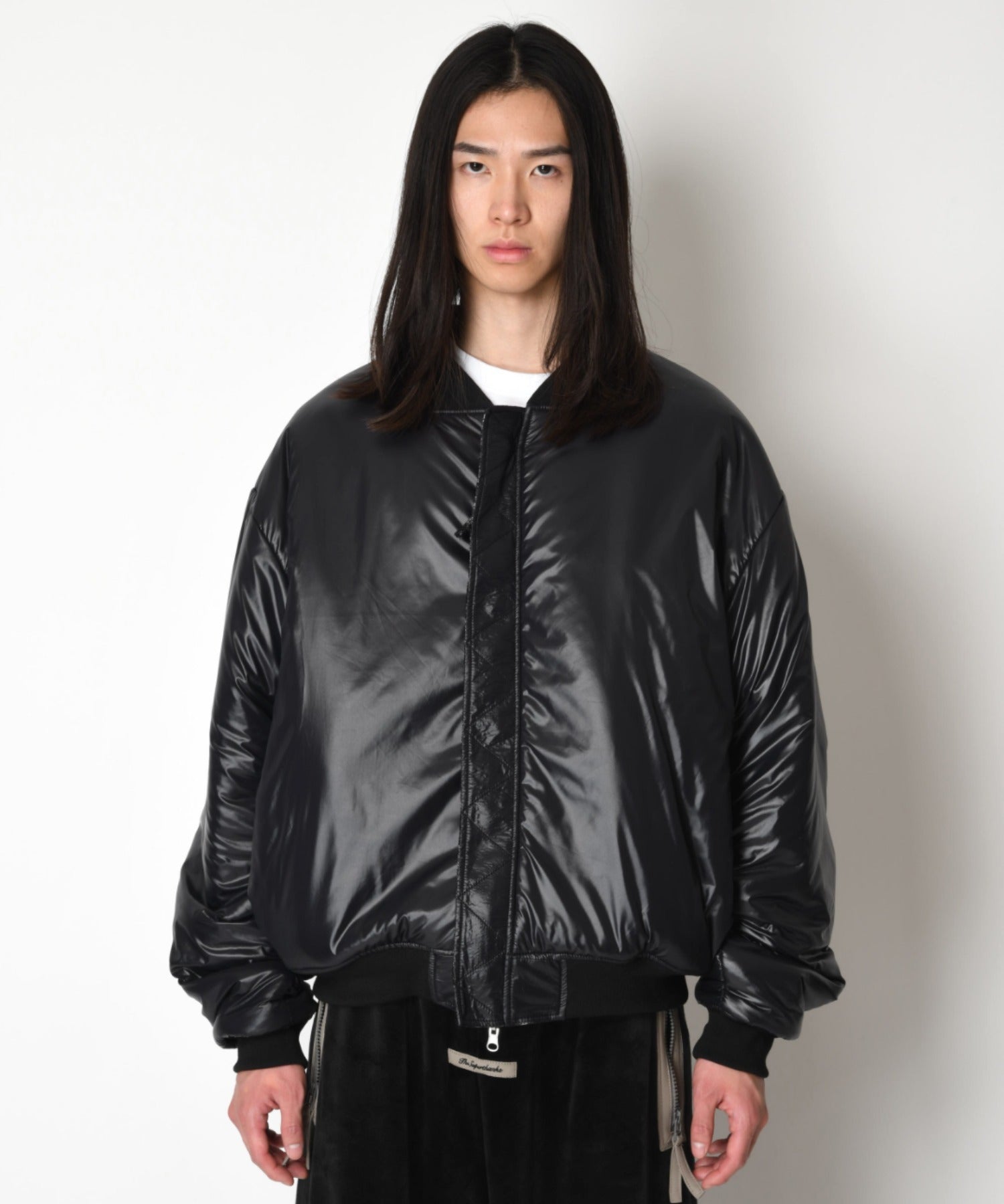 Mix jacquard Reversible Flight jacket - white-black