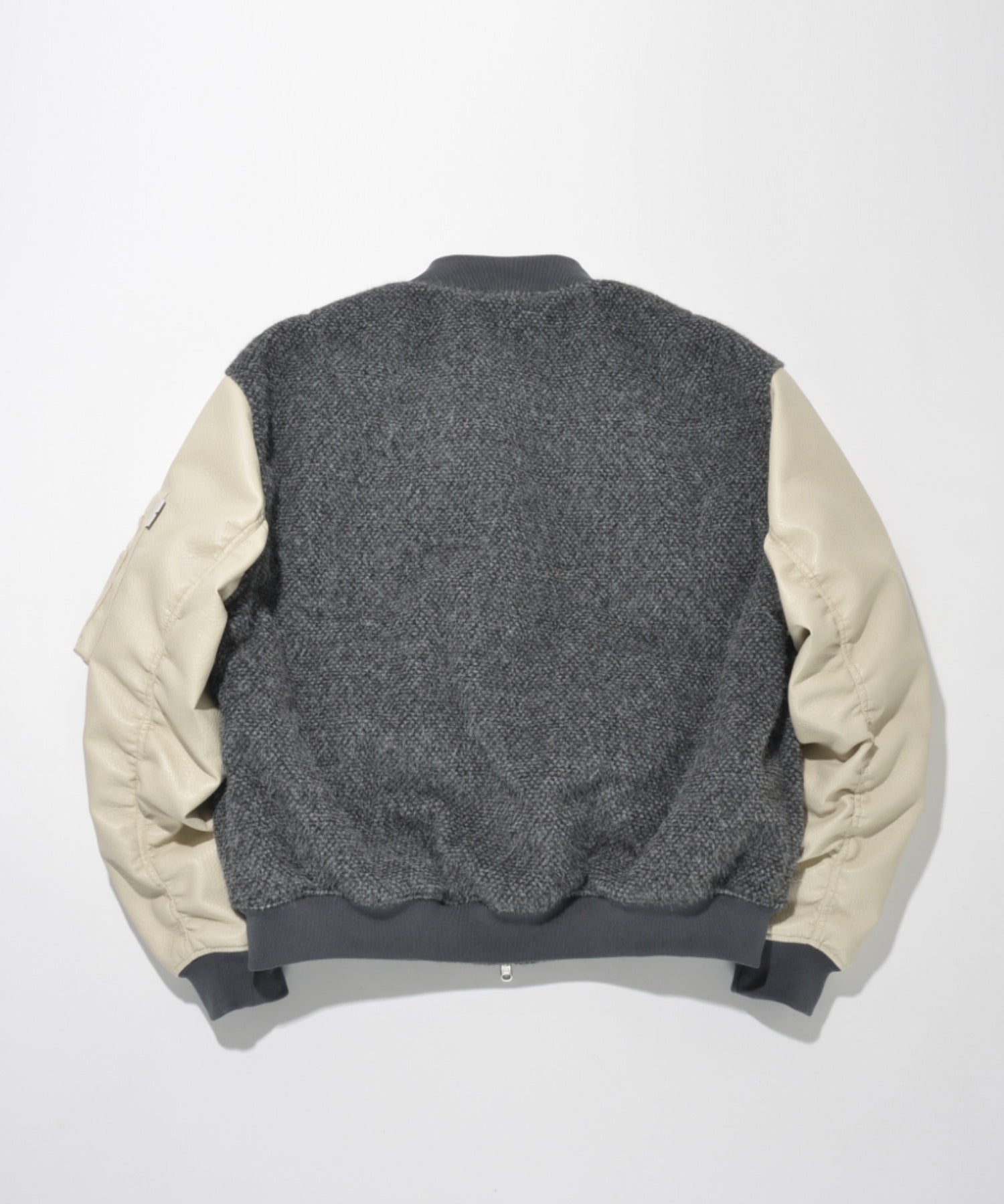 Fur/Shrink faux leather Reversible Flight jacket  - gray/off white