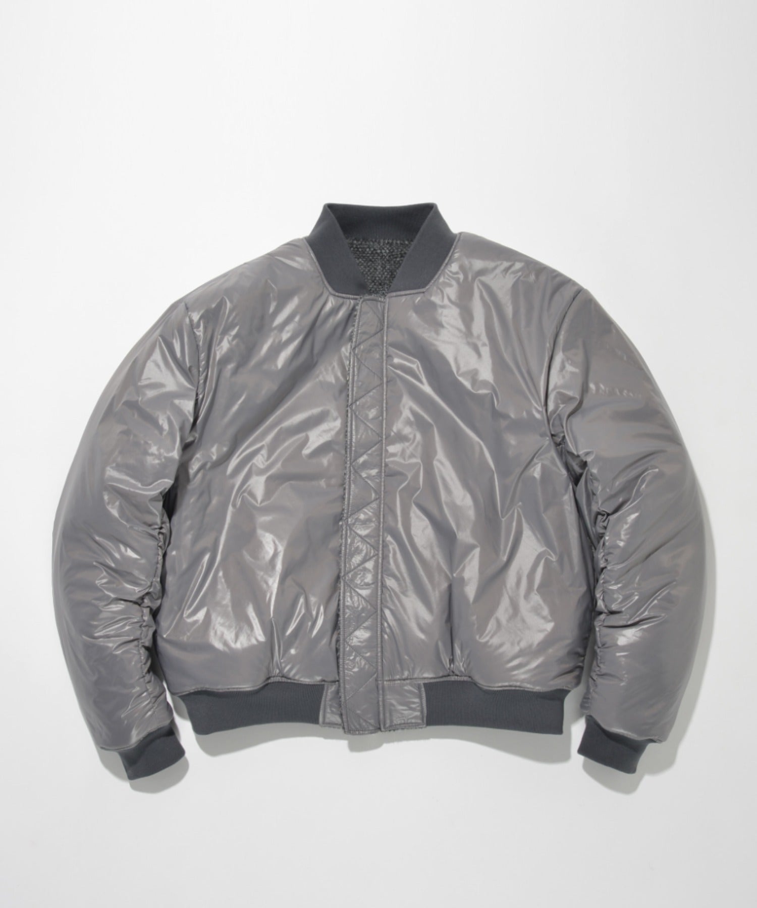Fur/Shrink faux leather Reversible Flight jacket  - gray/off white
