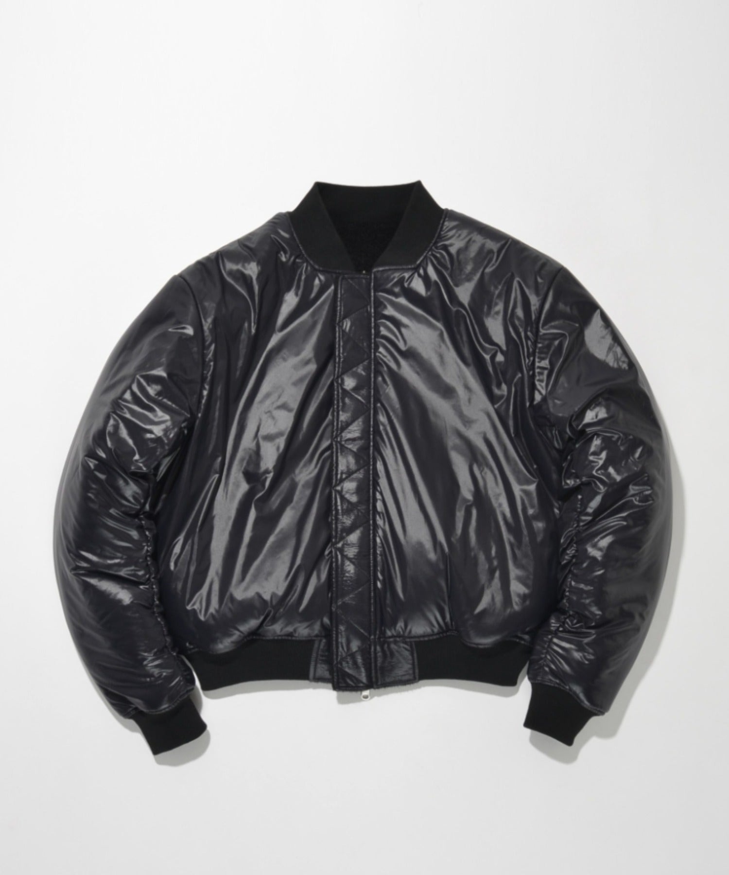 Fur/Shrink faux leather Reversible Flight jacket  - black/black