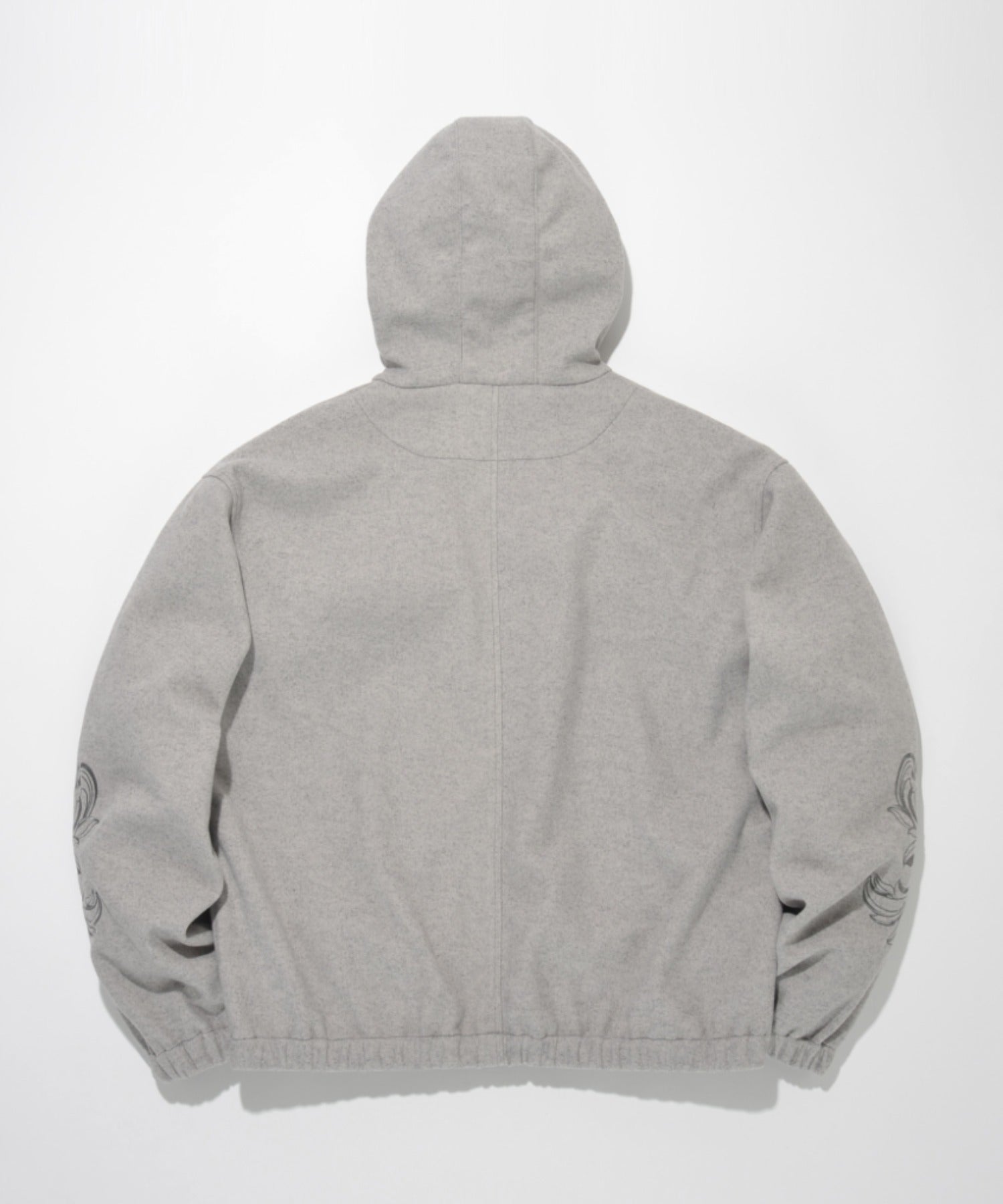 Stretch wool like Half zip hoodie (刺繍無)  - mix gray