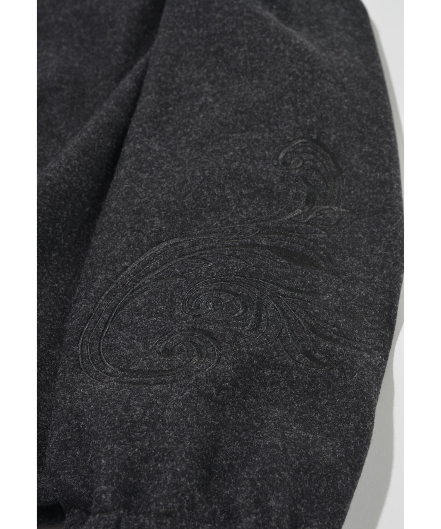 Stretch wool like Half zip hoodie (刺繍無)  - mix black