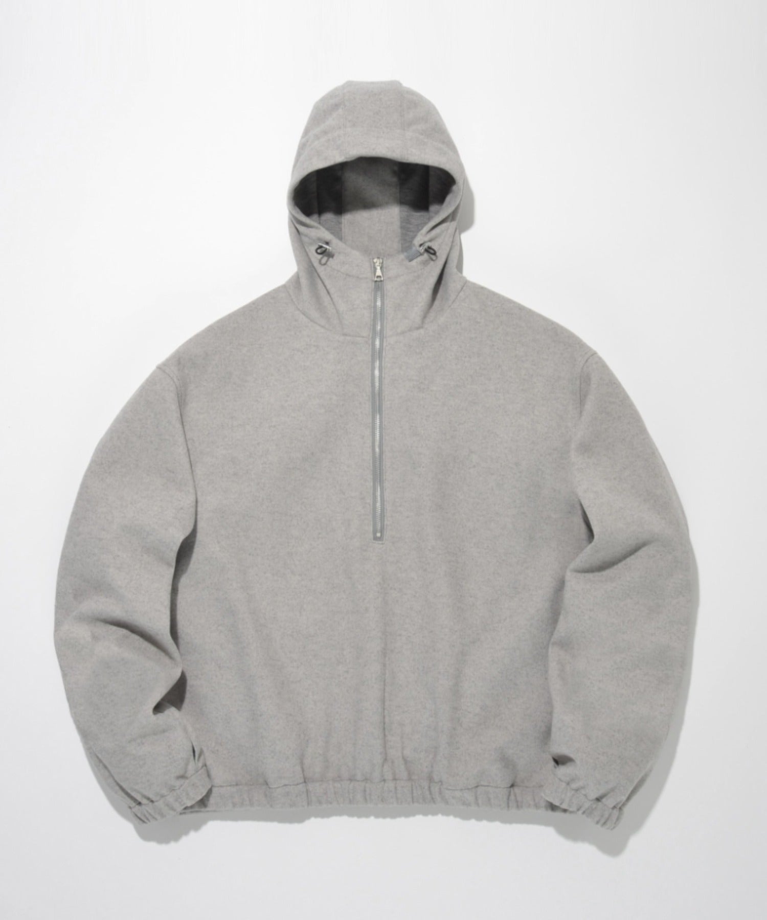 Stretch wool like Half zip hoodie (刺繍無)  - mix gray