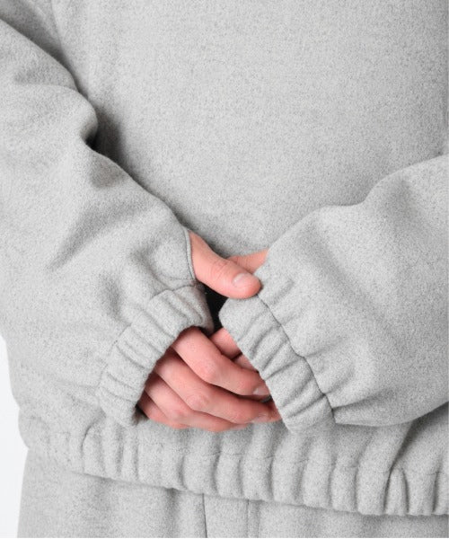 Stretch wool like Half zip hoodie (刺繍無)  - mix gray