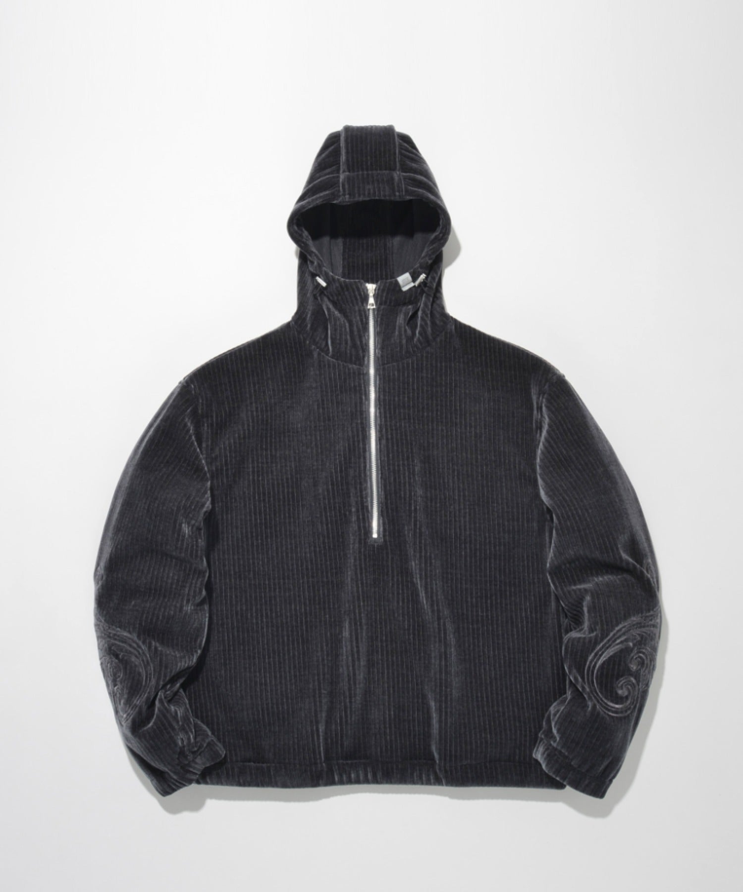 Stretch corduroy Half zip hoodie - c.gray