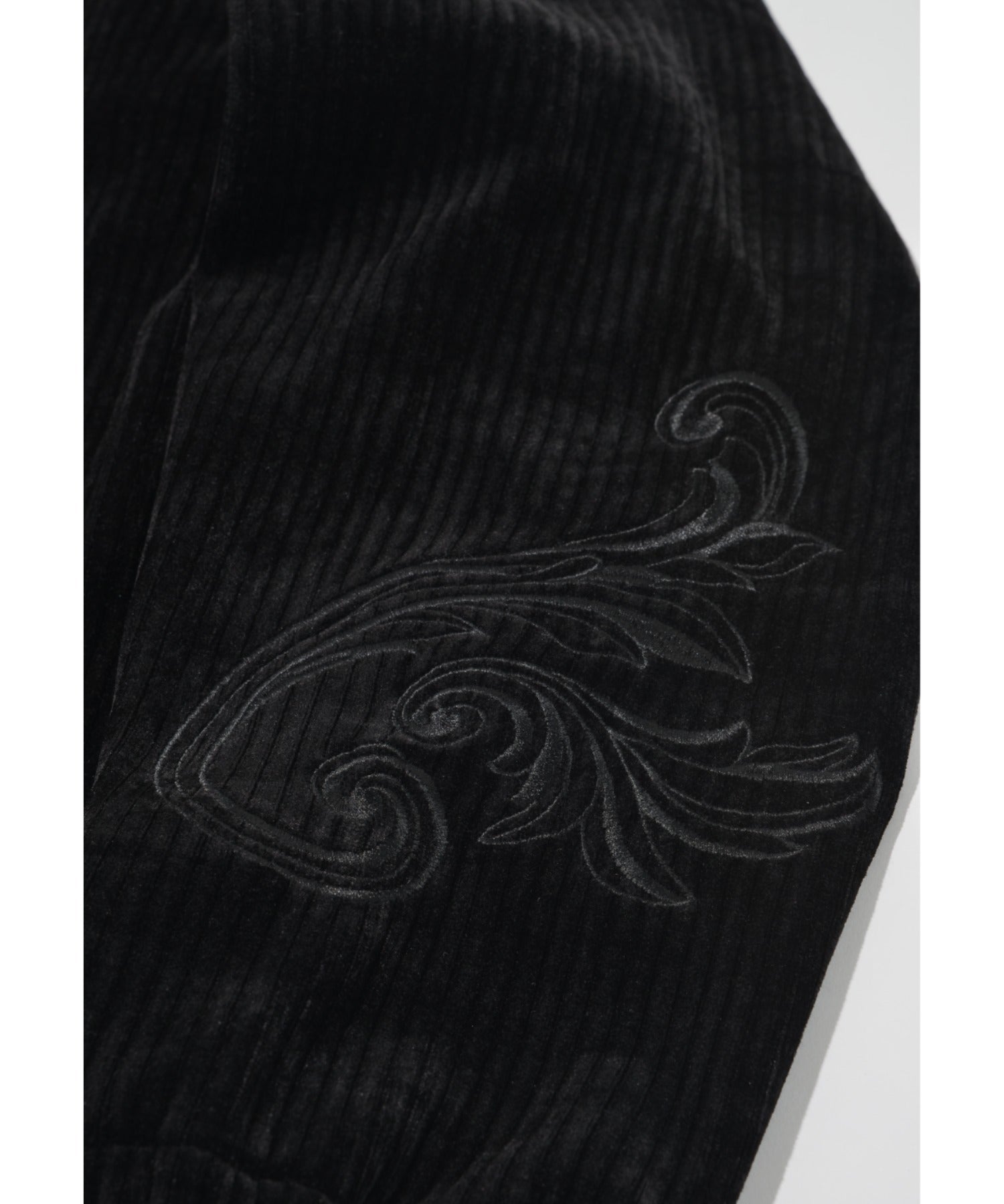 Stretch corduroy Half zip hoodie - black