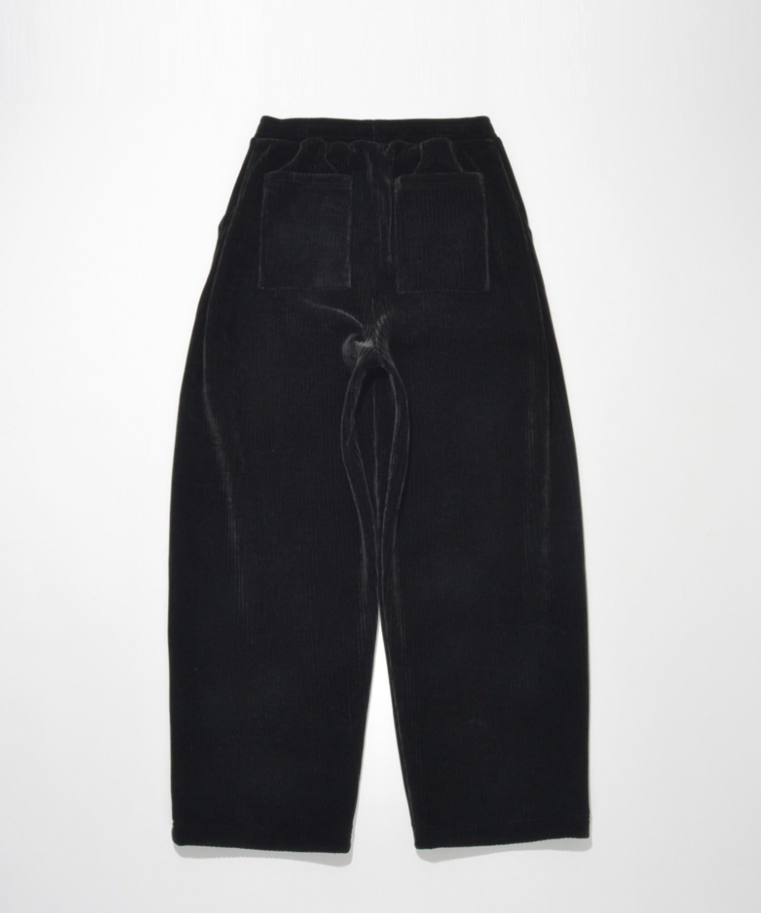 Stretch corduroy Side-tuck balloon pants - black