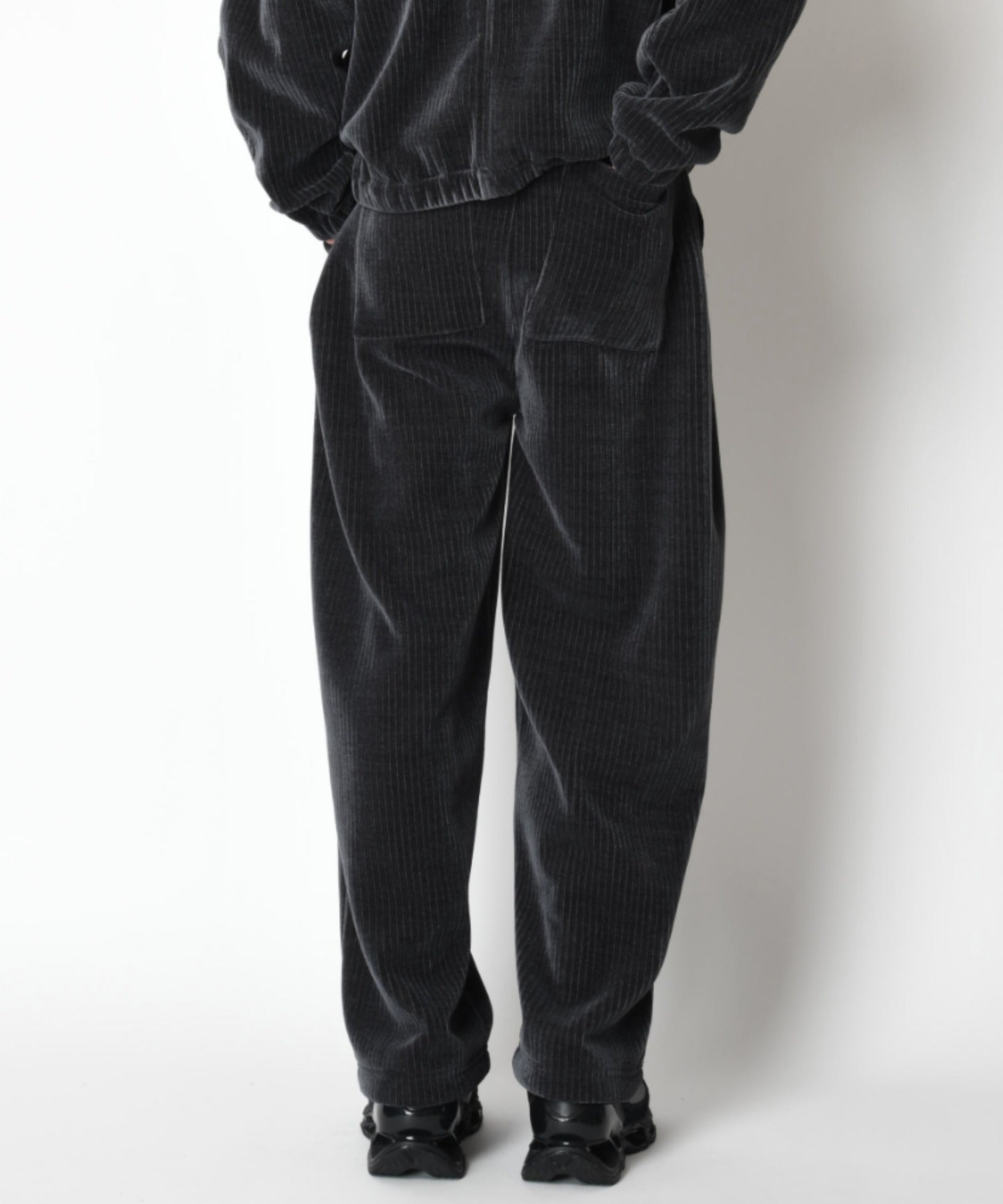 Stretch corduroy Side-tuck balloon pants - c.gray