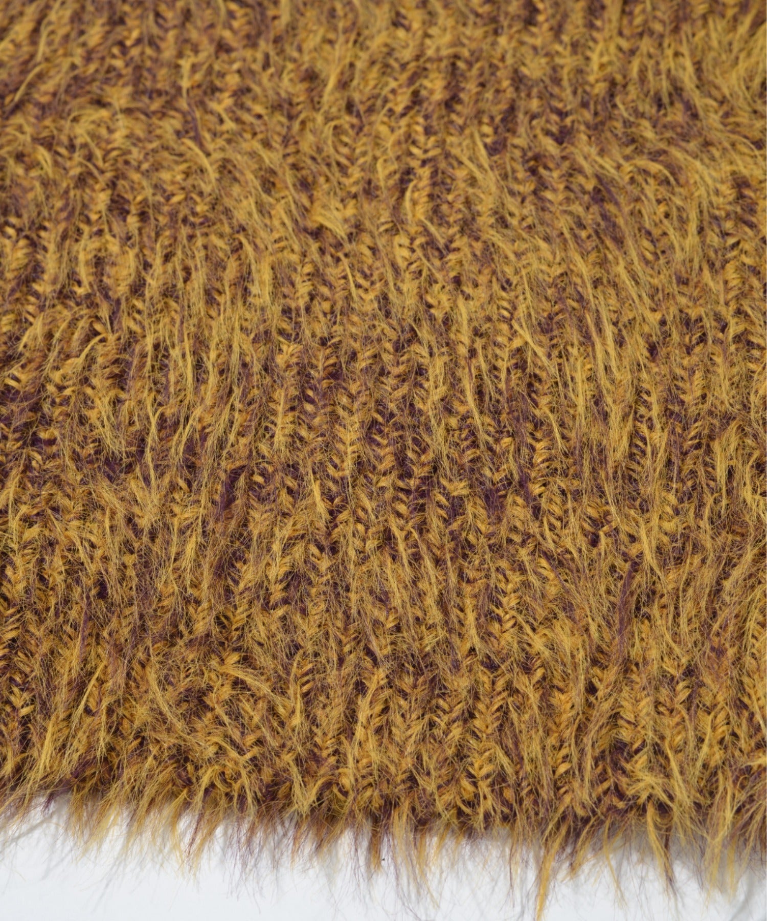 Crew neck volume shaggy knit - mustard/pr