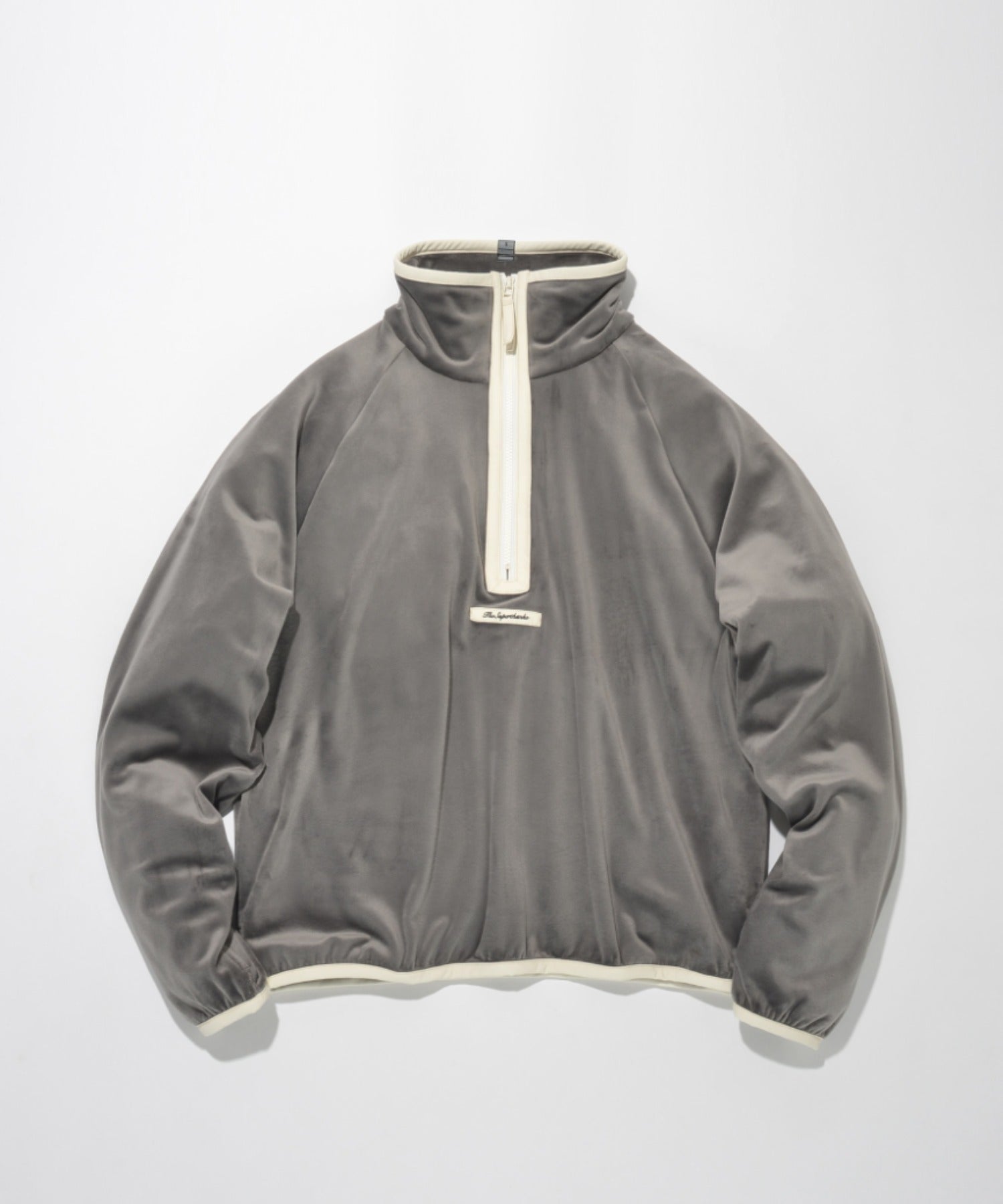 Velour Half zip pullover - gray/wh
