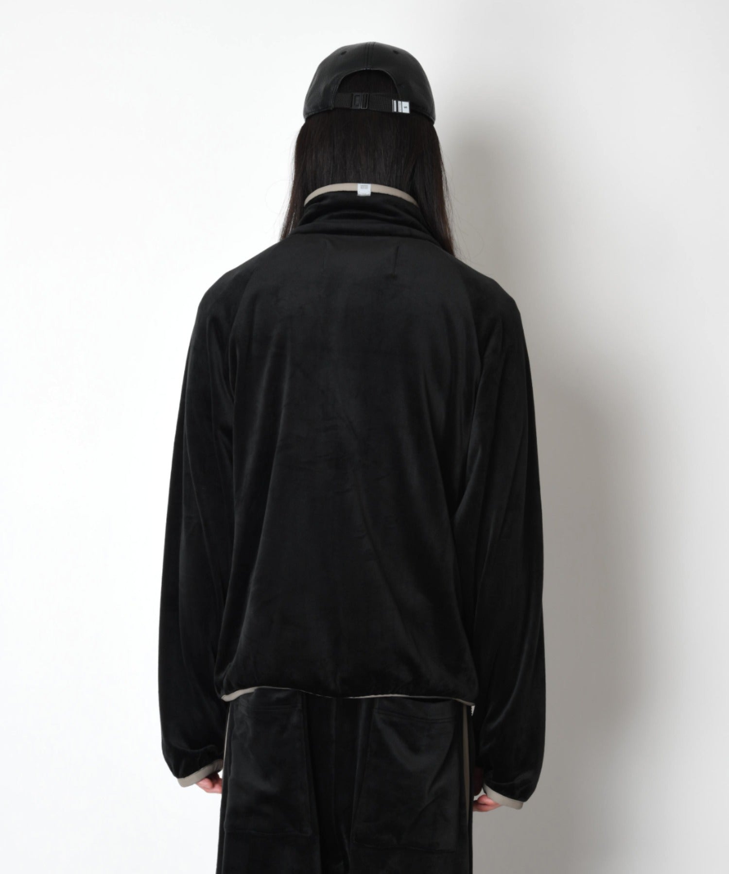 Velour Half zip pullover - black/gy
