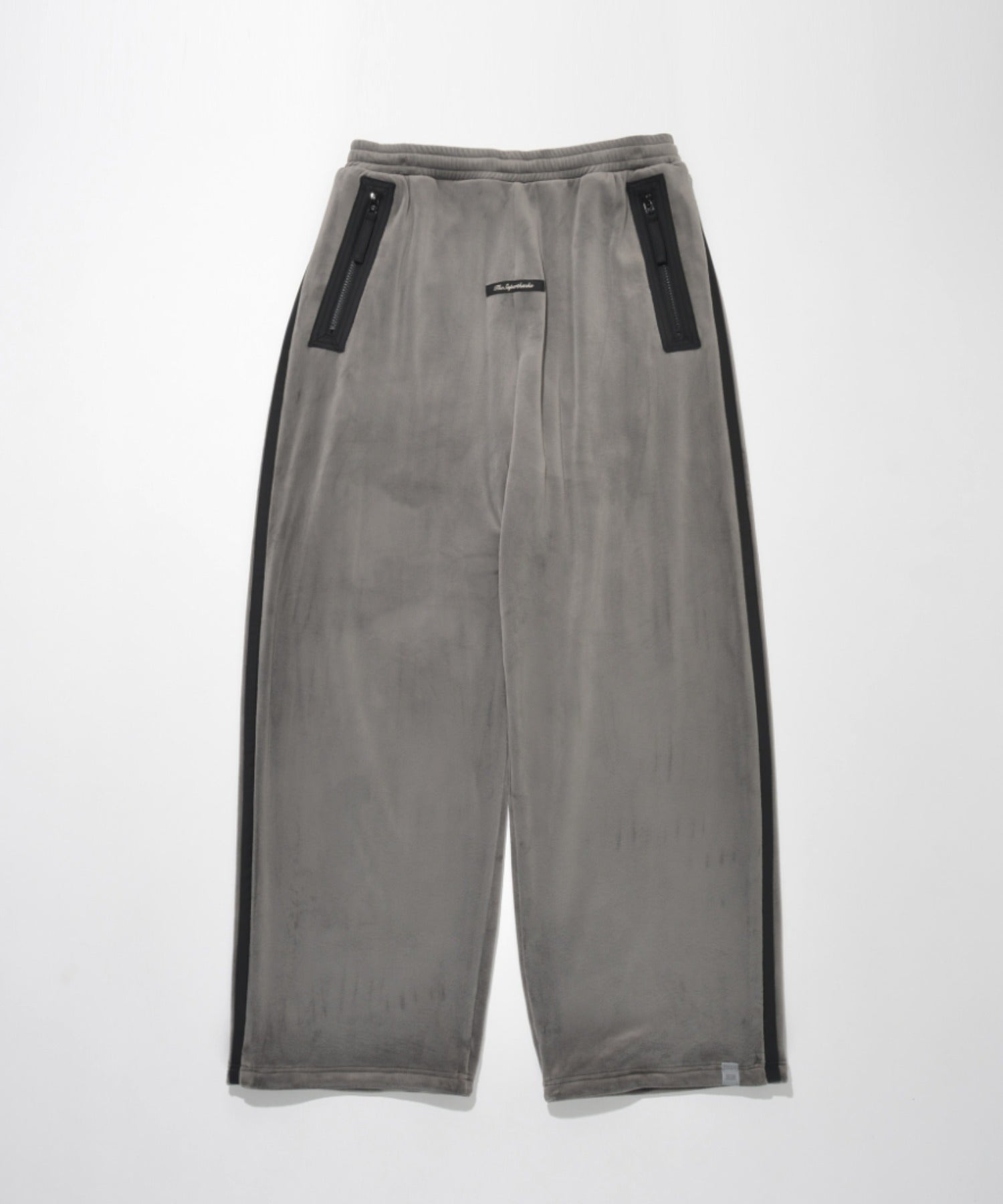 Velour barrel leg line pants - gray/bk