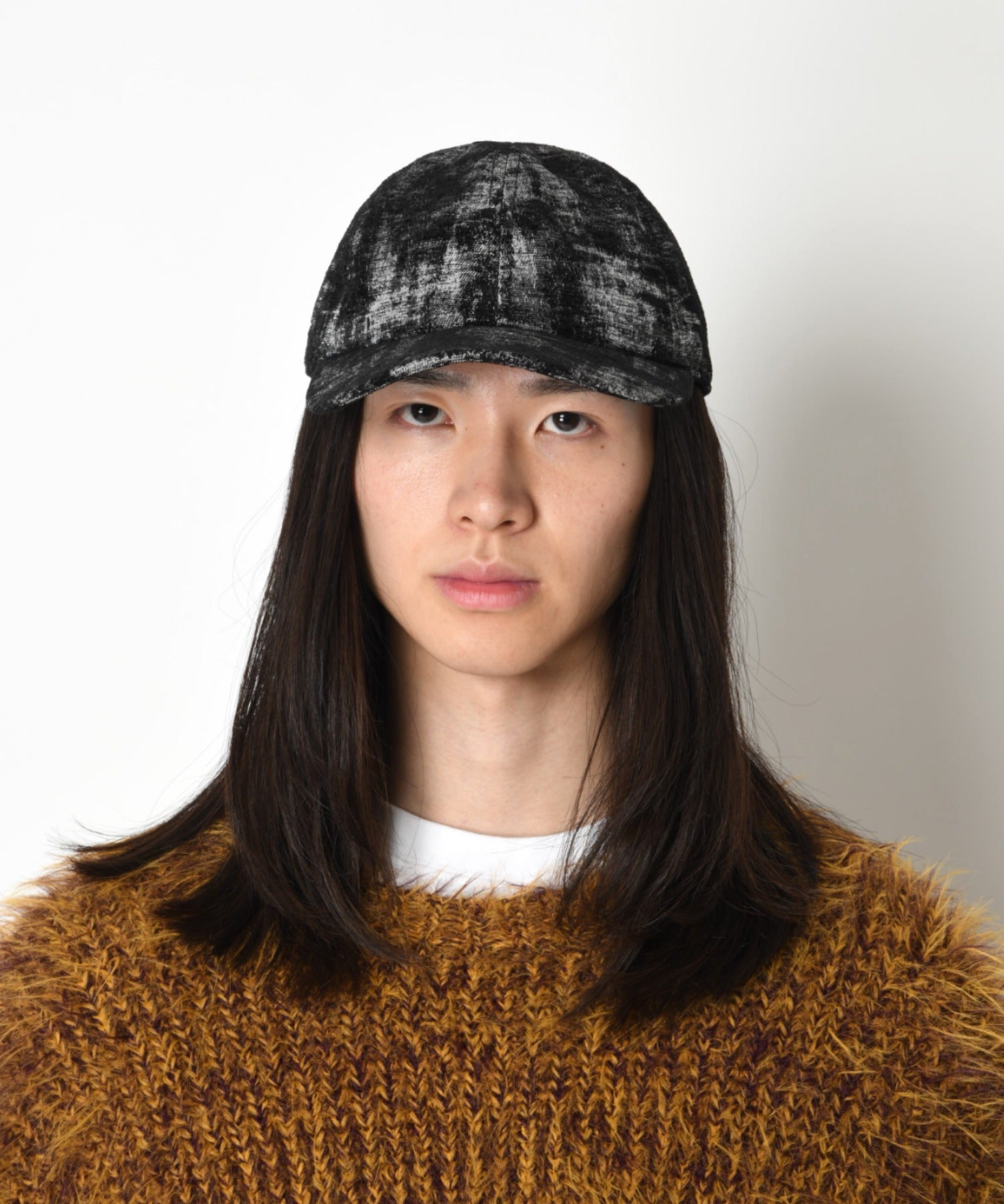 6 panel cap - white-black