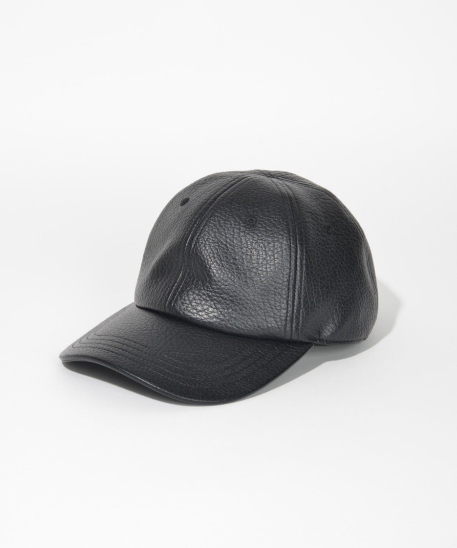 6 panel cap - fauxleather-black