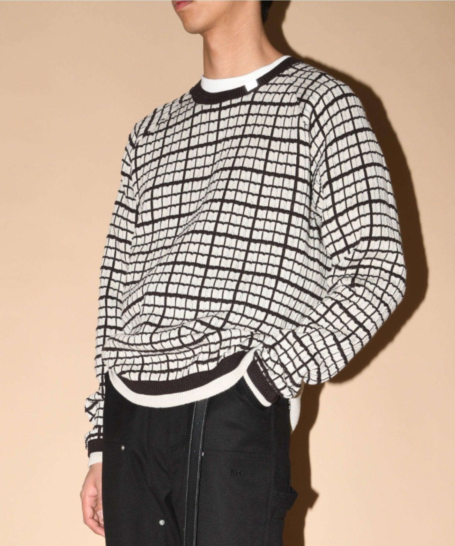 Graph check Knit Crew-neck - gray/black