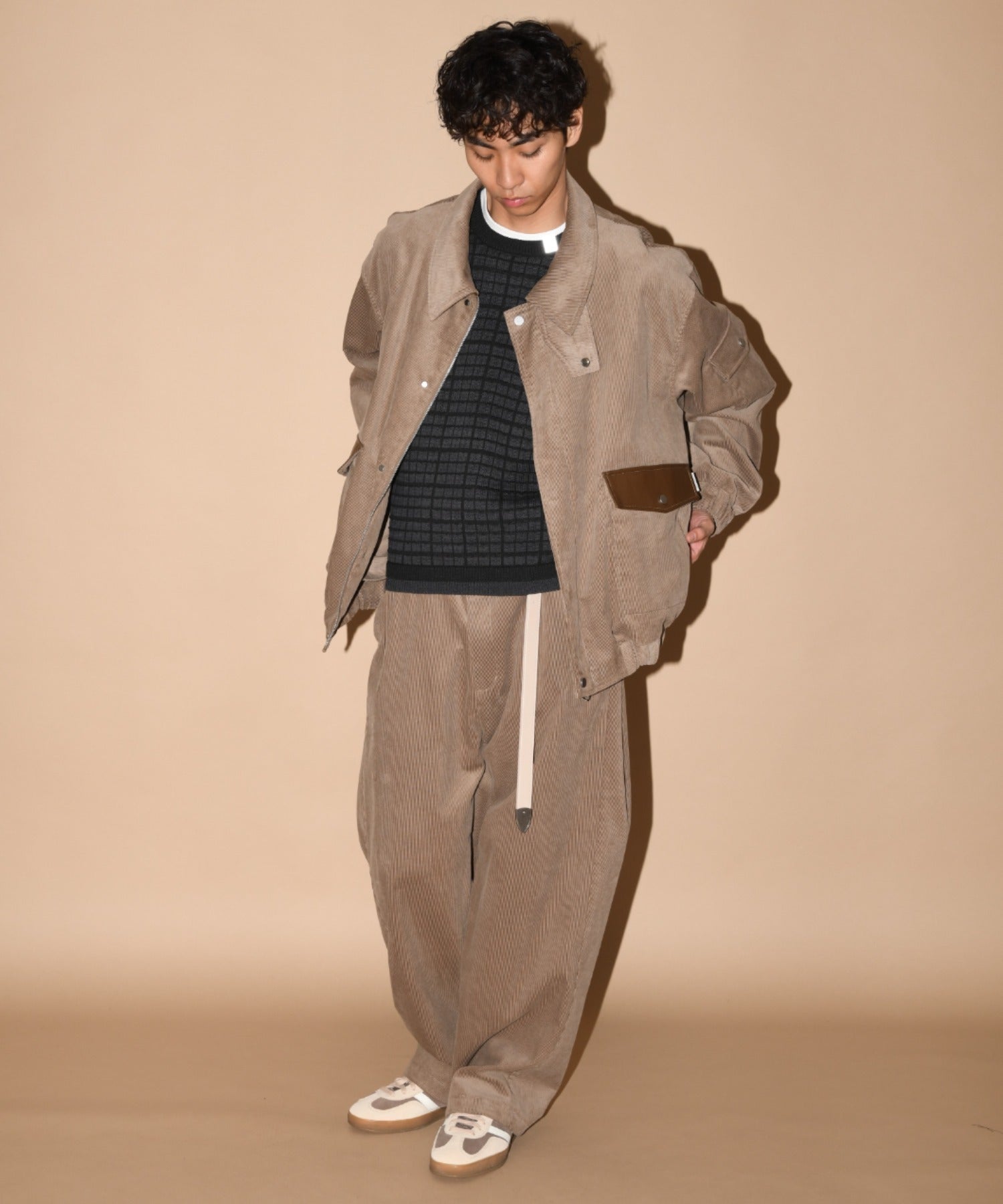 Ling narrow Suede Belt- cream