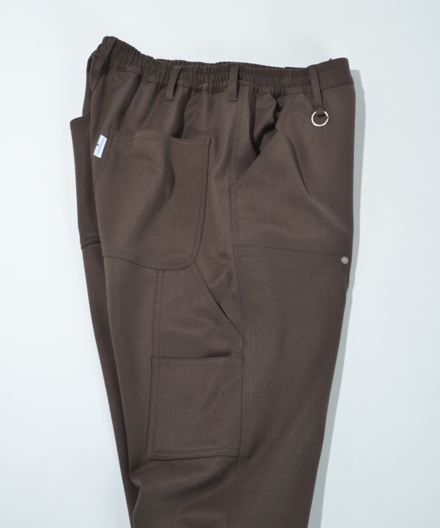 Layered hem Double knee Pants - black