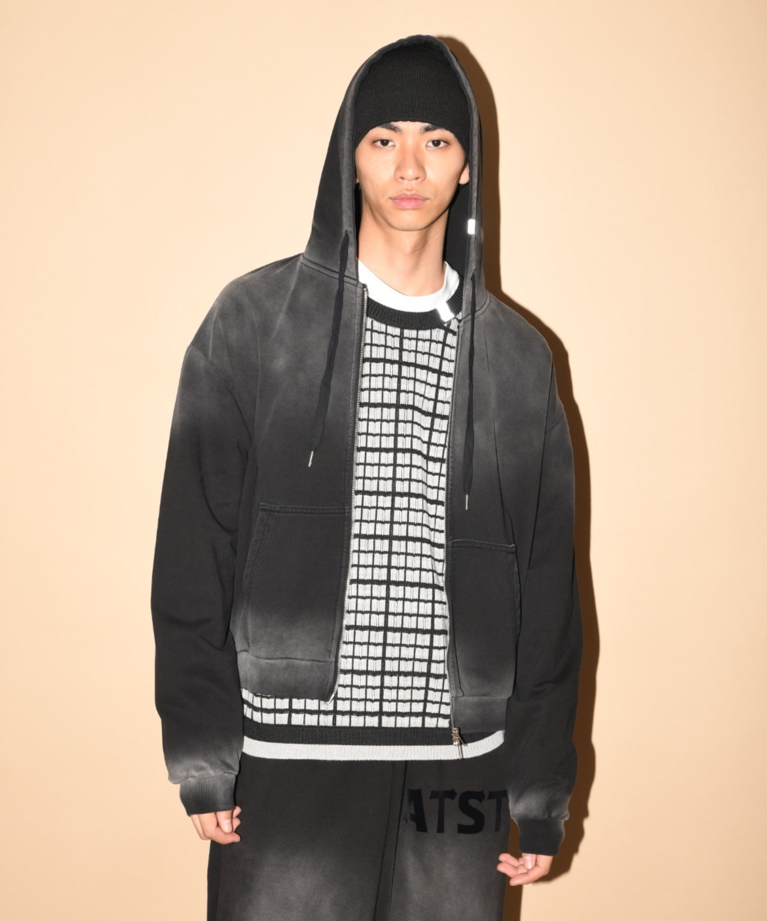Sun faded Zip-Hoodie Sweat - black