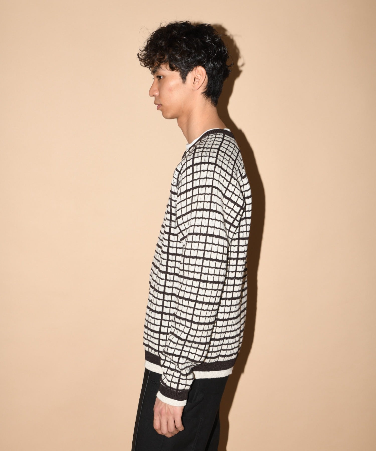 Graph check Knit Crew-neck - gray/black