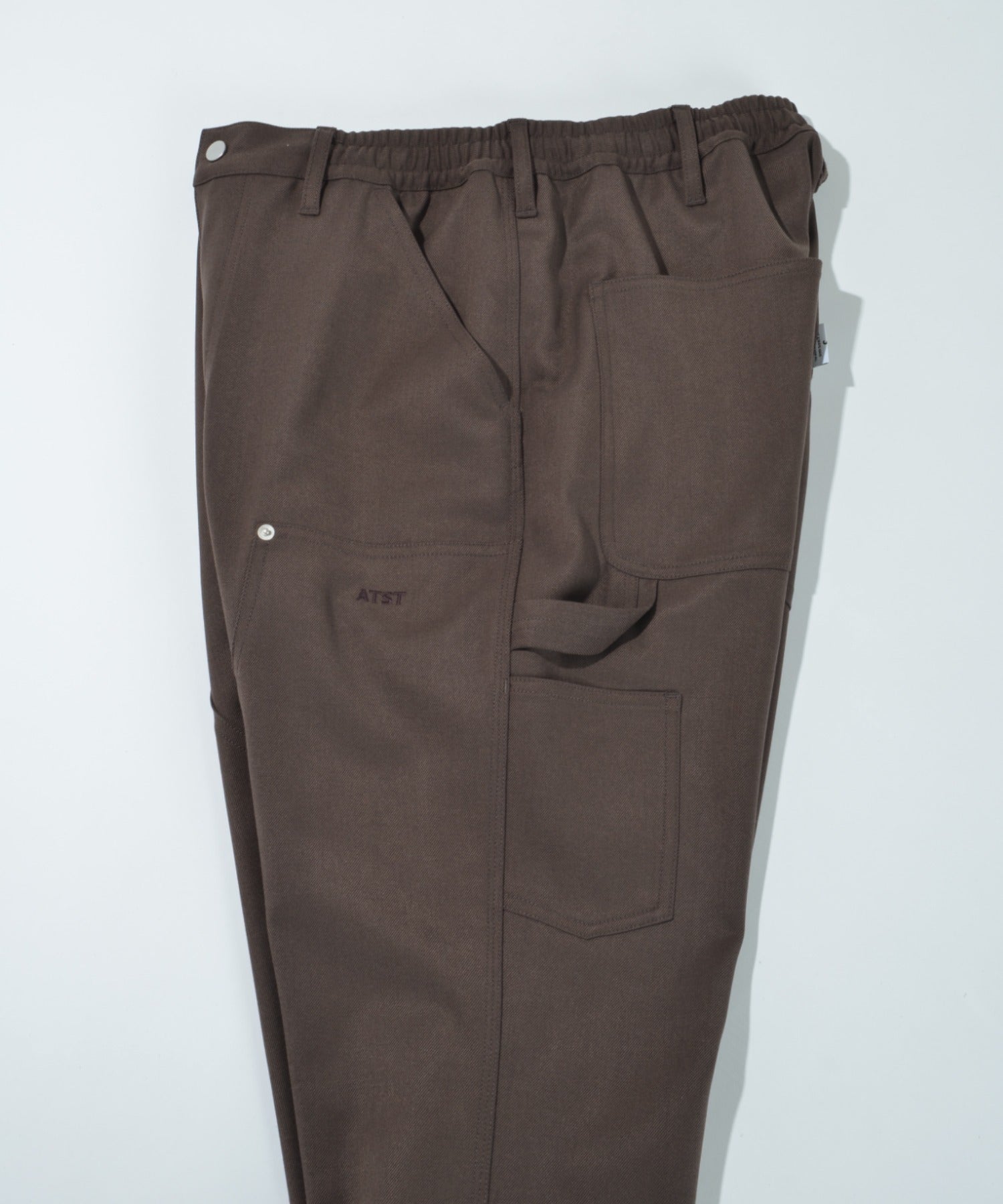 Layered hem Double knee Pants - black