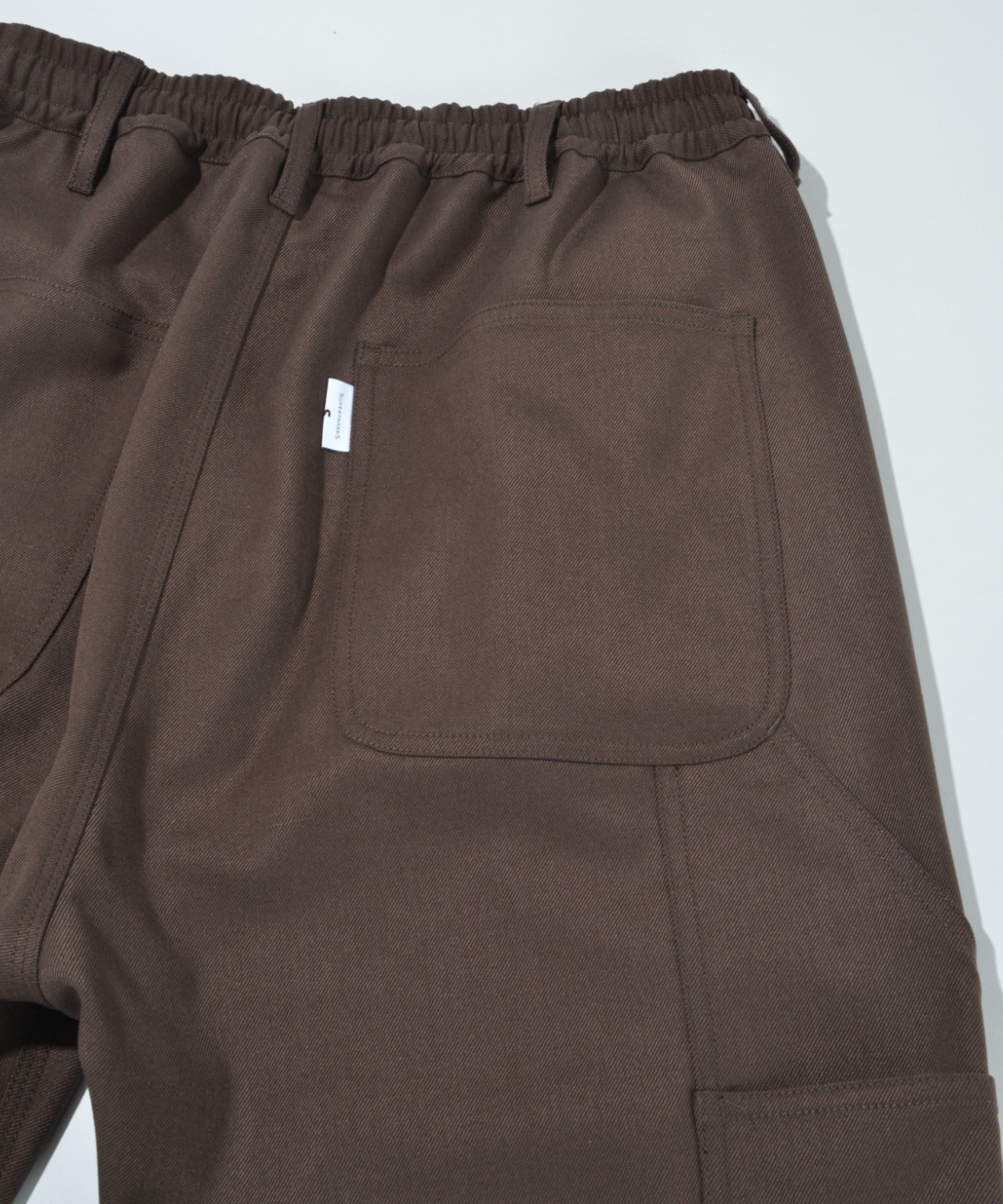 Layered hem Double knee Pants - black