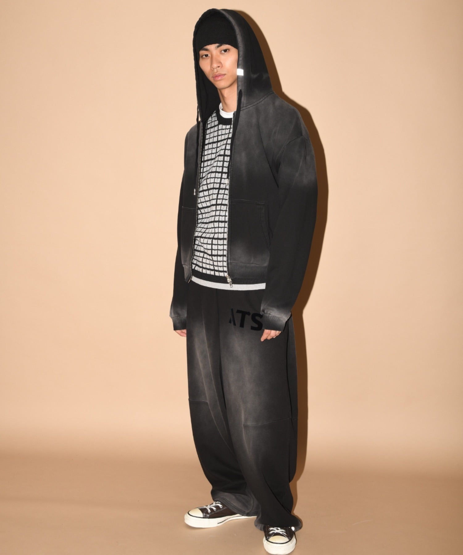 Sun faded Zip-Hoodie Sweat - black