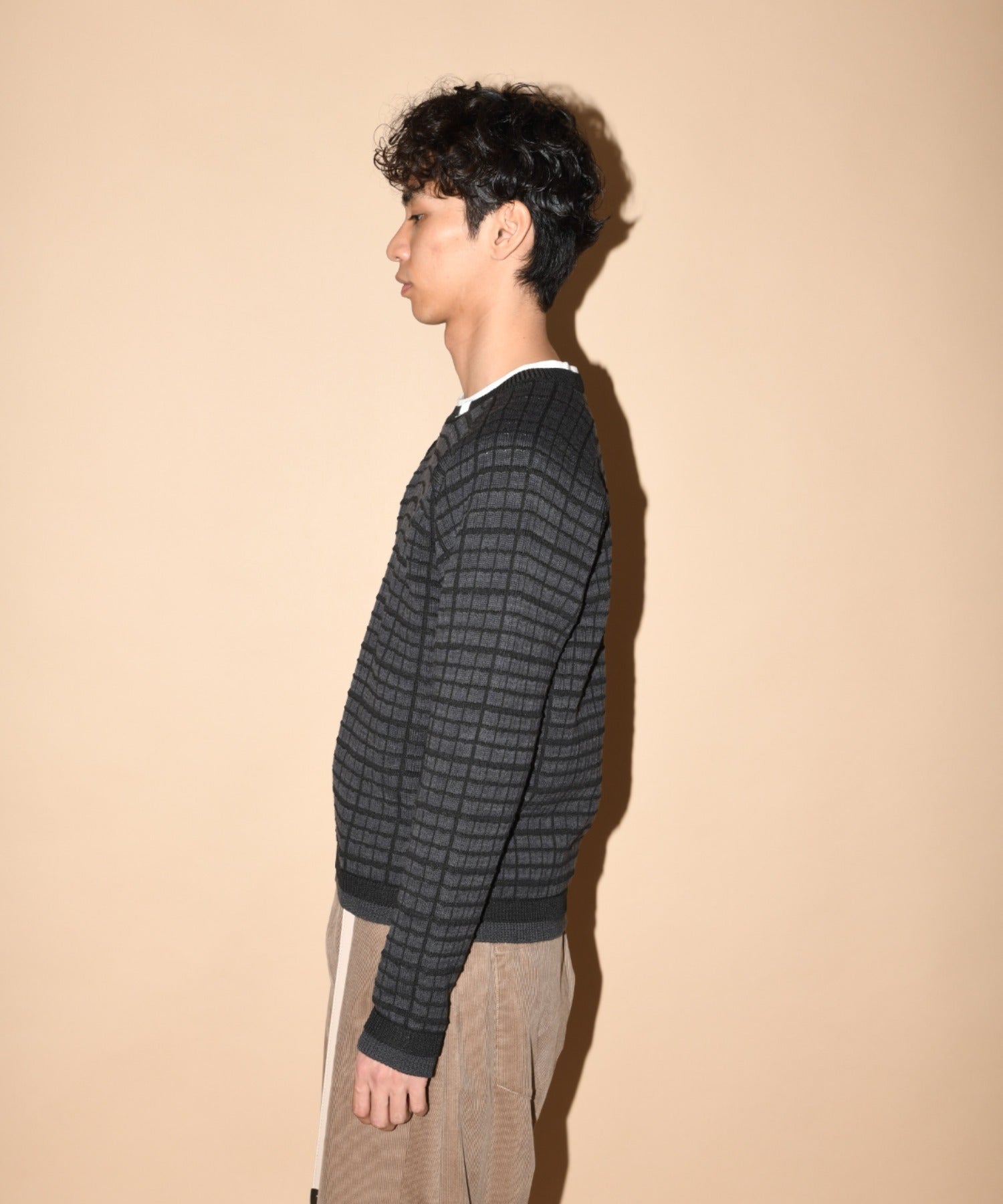 Graph check Knit Crew-neck - c.gray/black